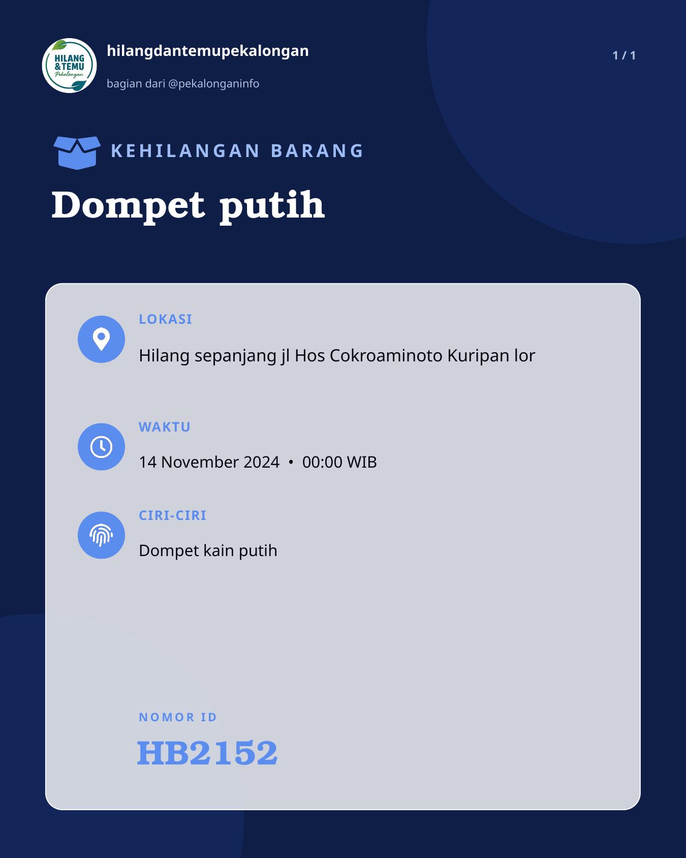 Slide laporan Dompet putih (HB2152)