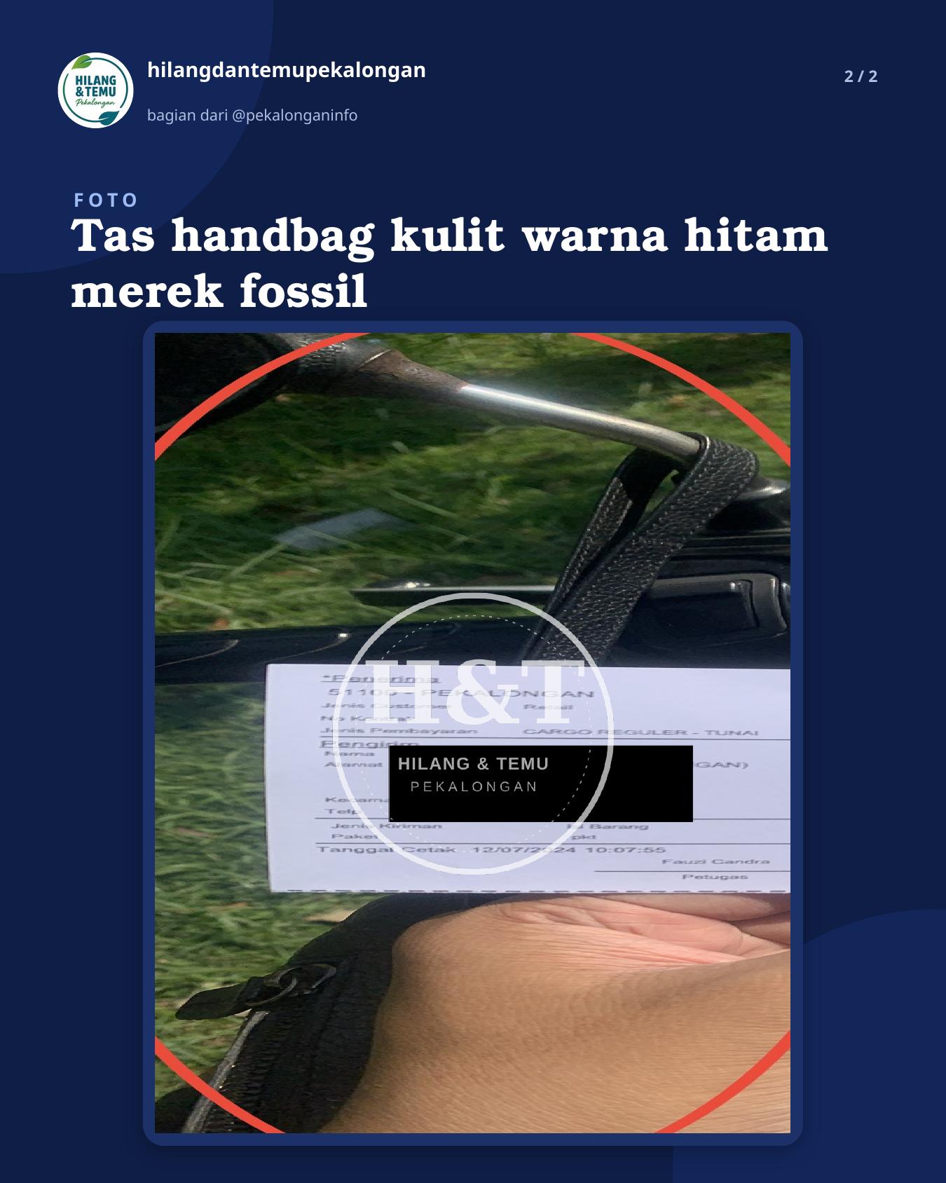 Slide 2 laporan Tas handbag kulit warna hitam merek fossil