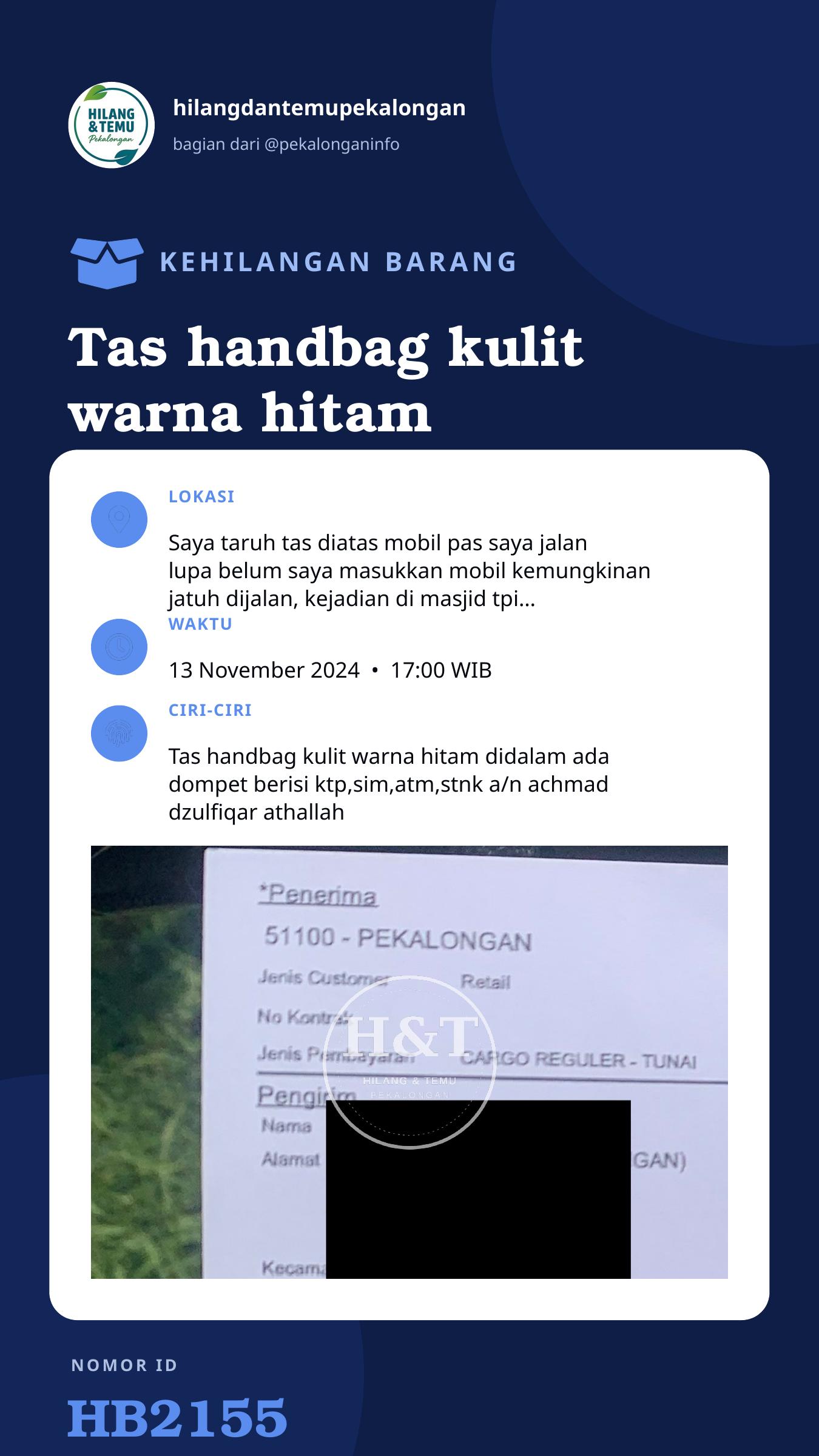 Story 9:16 laporan Tas handbag kulit warna hitam merek fossil