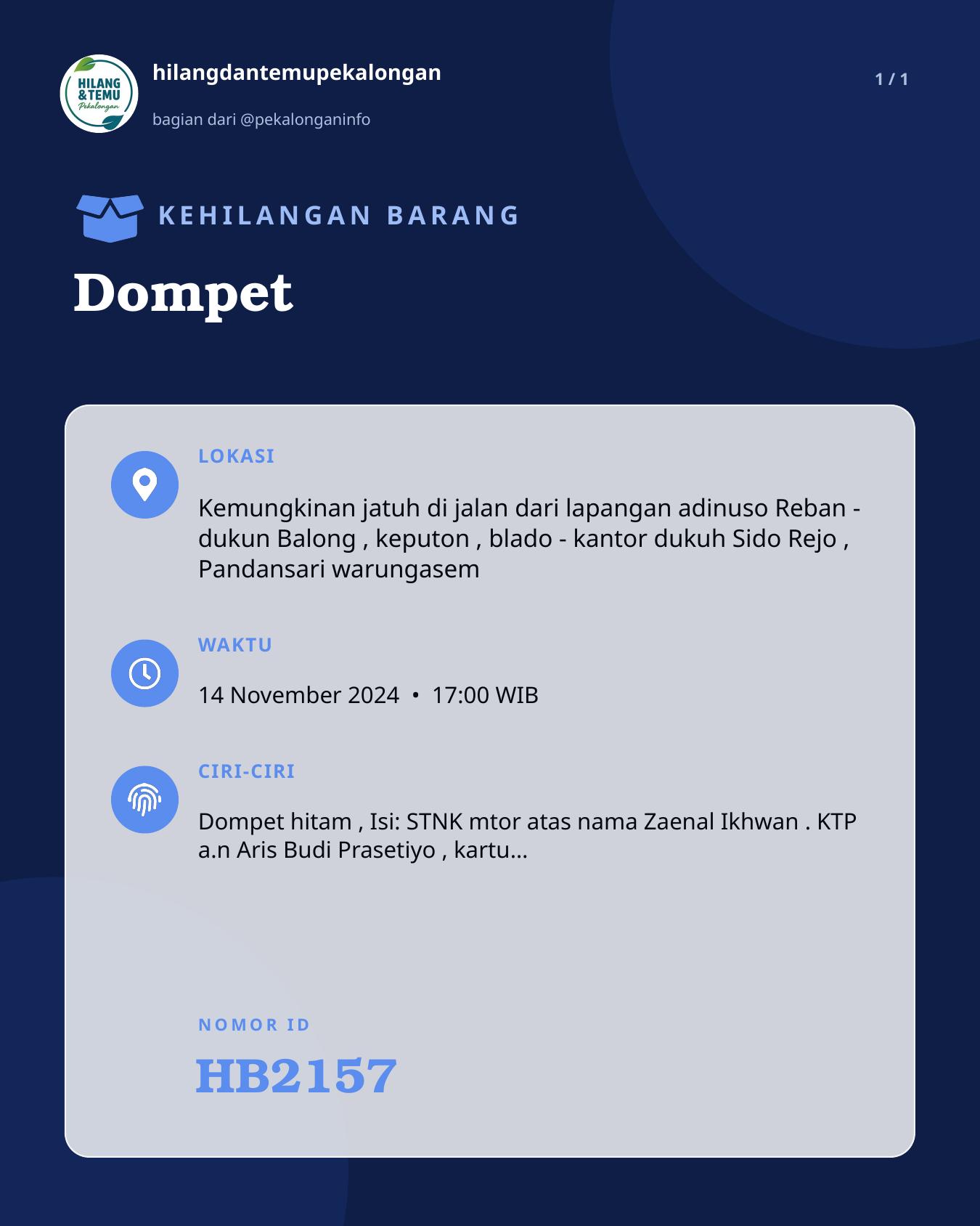 Slide laporan Dompet (HB2157)