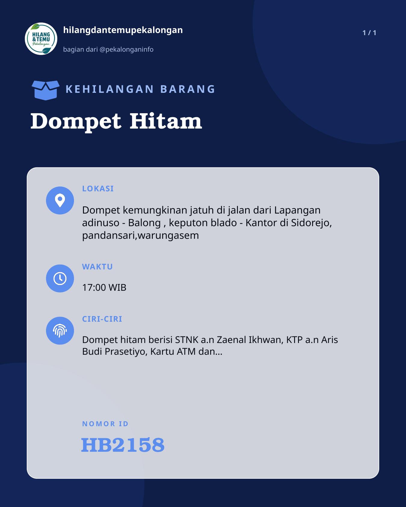 Slide laporan Dompet Hitam (HB2158)