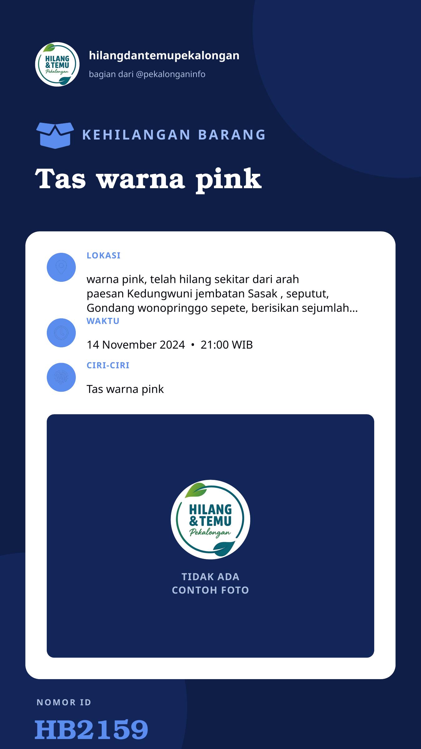 Story 9:16 laporan Tas warna pink