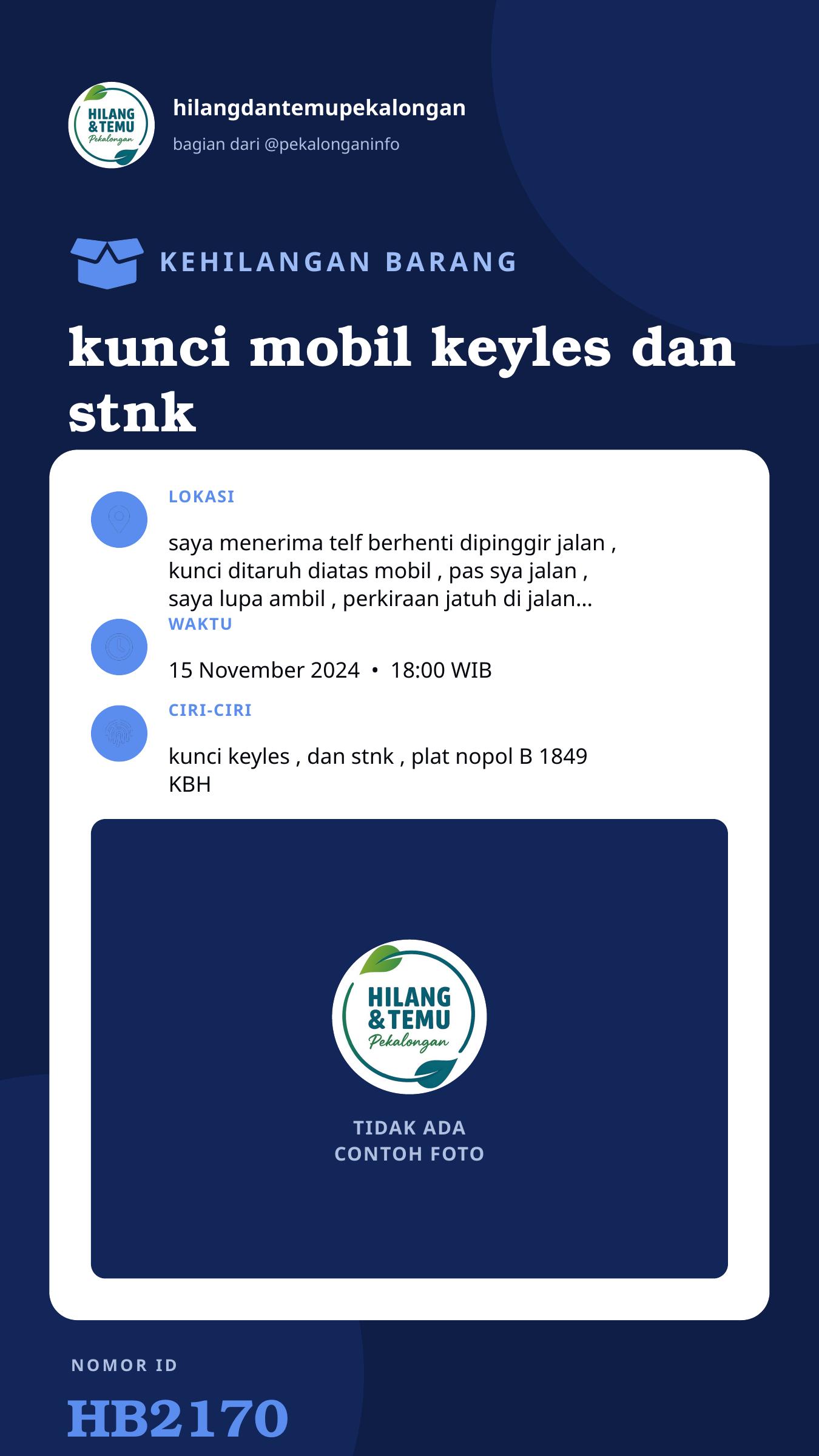 Story 9:16 laporan kunci mobil keyles dan stnk