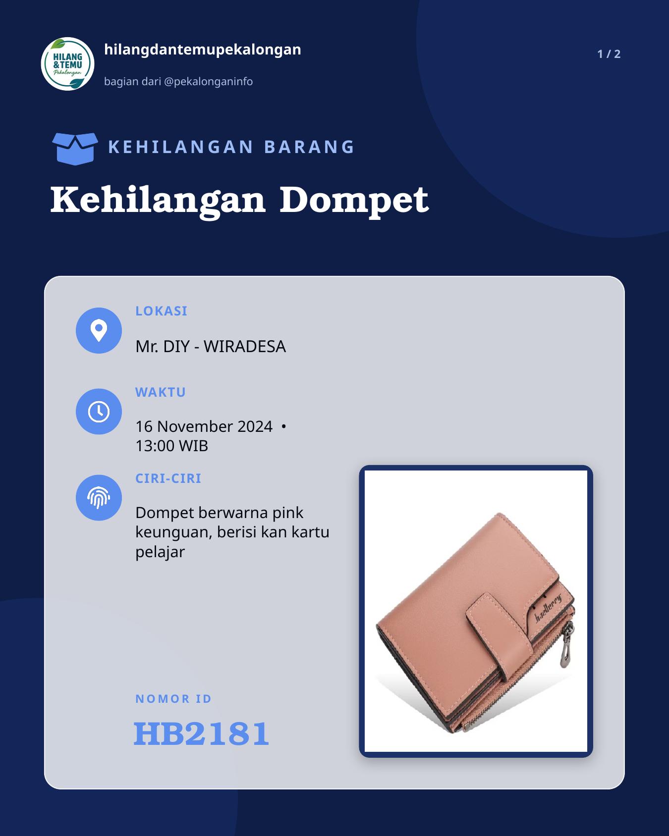 Slide 1 laporan Kehilangan Dompet