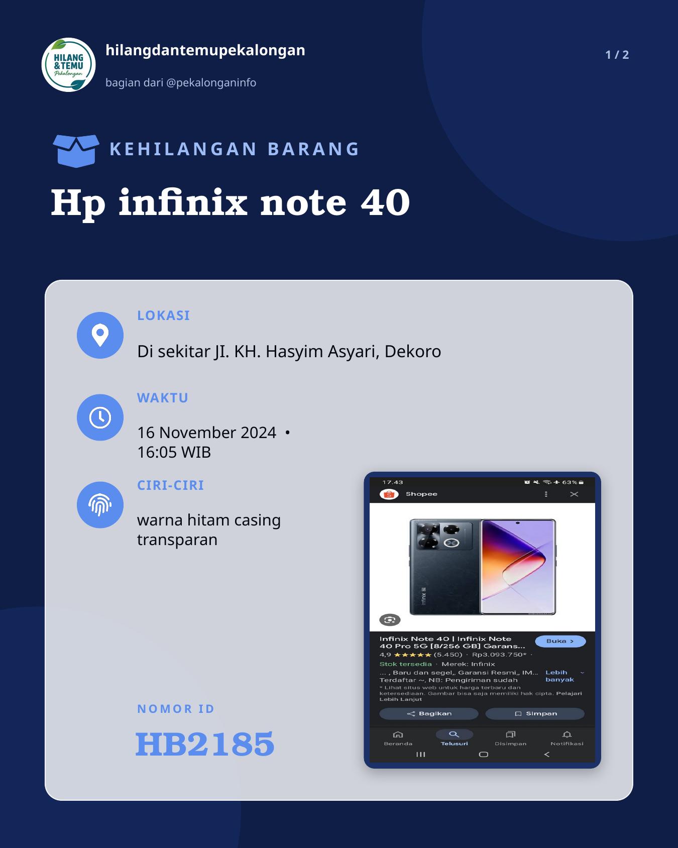 Slide 1 laporan Hp infinix note 40