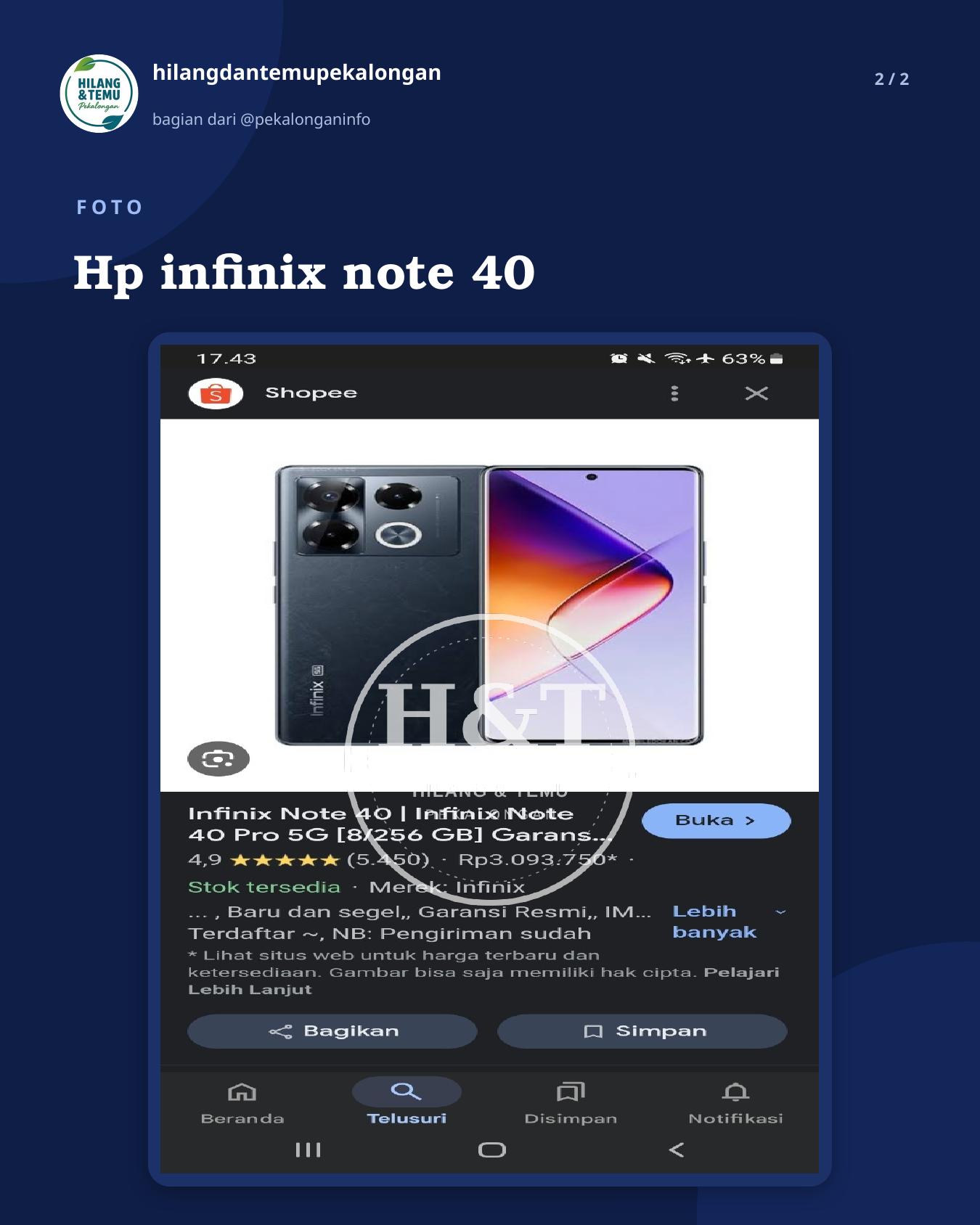 Slide 2 laporan Hp infinix note 40