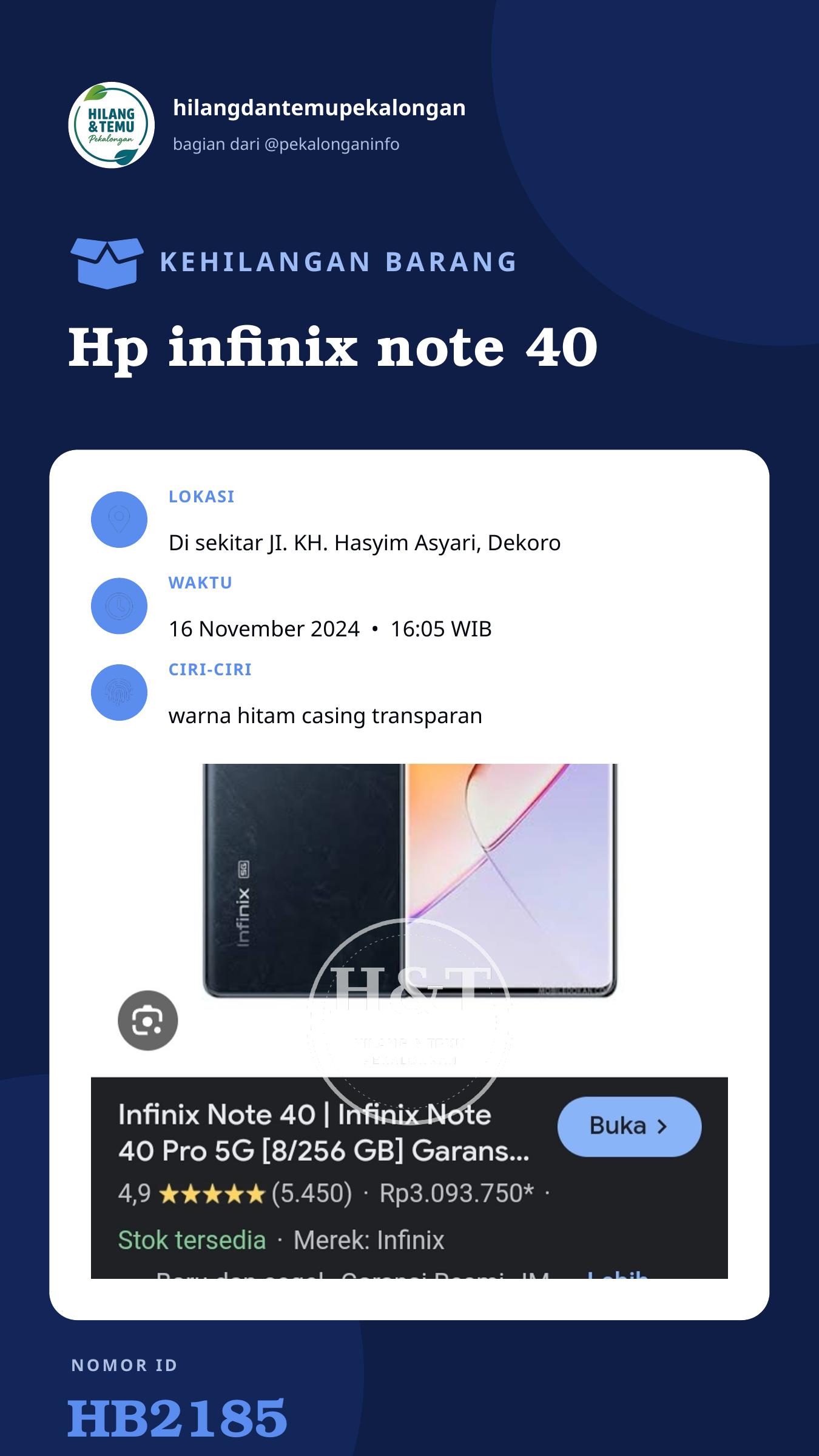 Story 9:16 laporan Hp infinix note 40