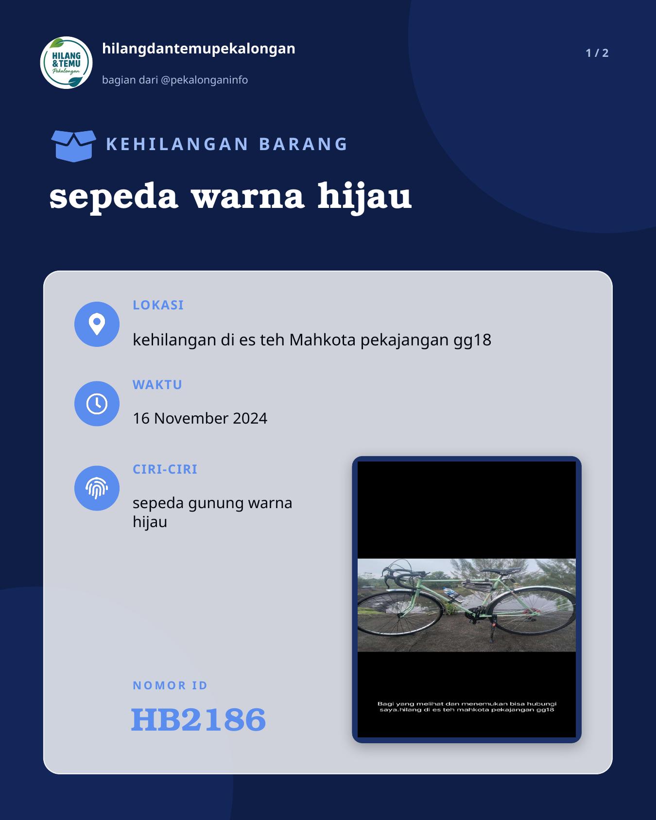 Slide 1 laporan sepeda warna hijau