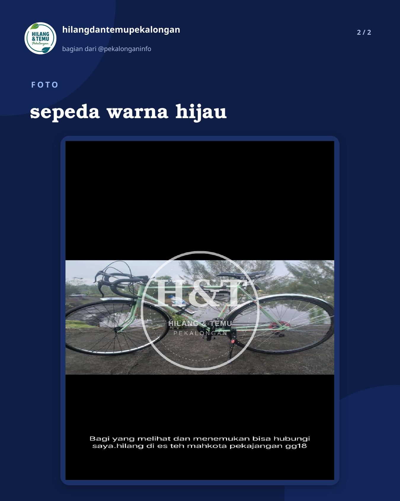 Slide 2 laporan sepeda warna hijau