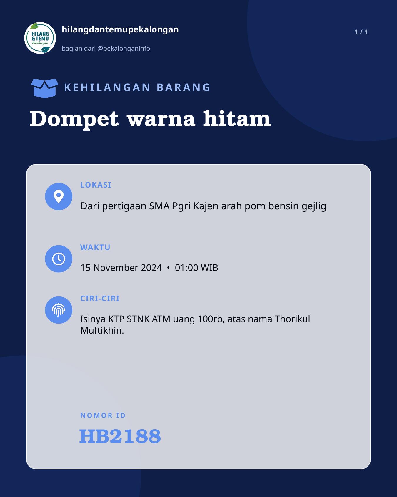 Slide laporan Dompet warna hitam (HB2188)
