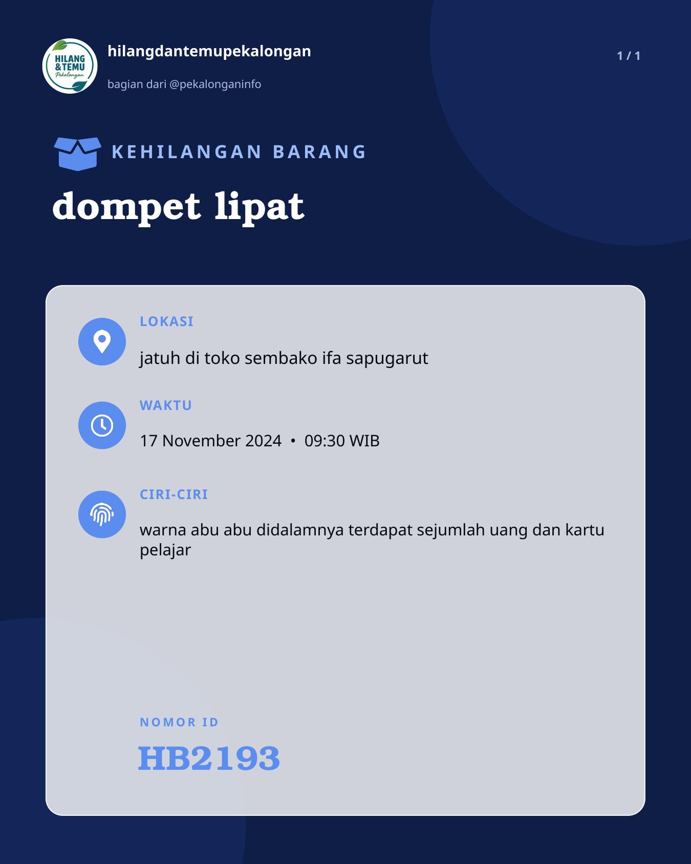Slide laporan dompet lipat (HB2193)