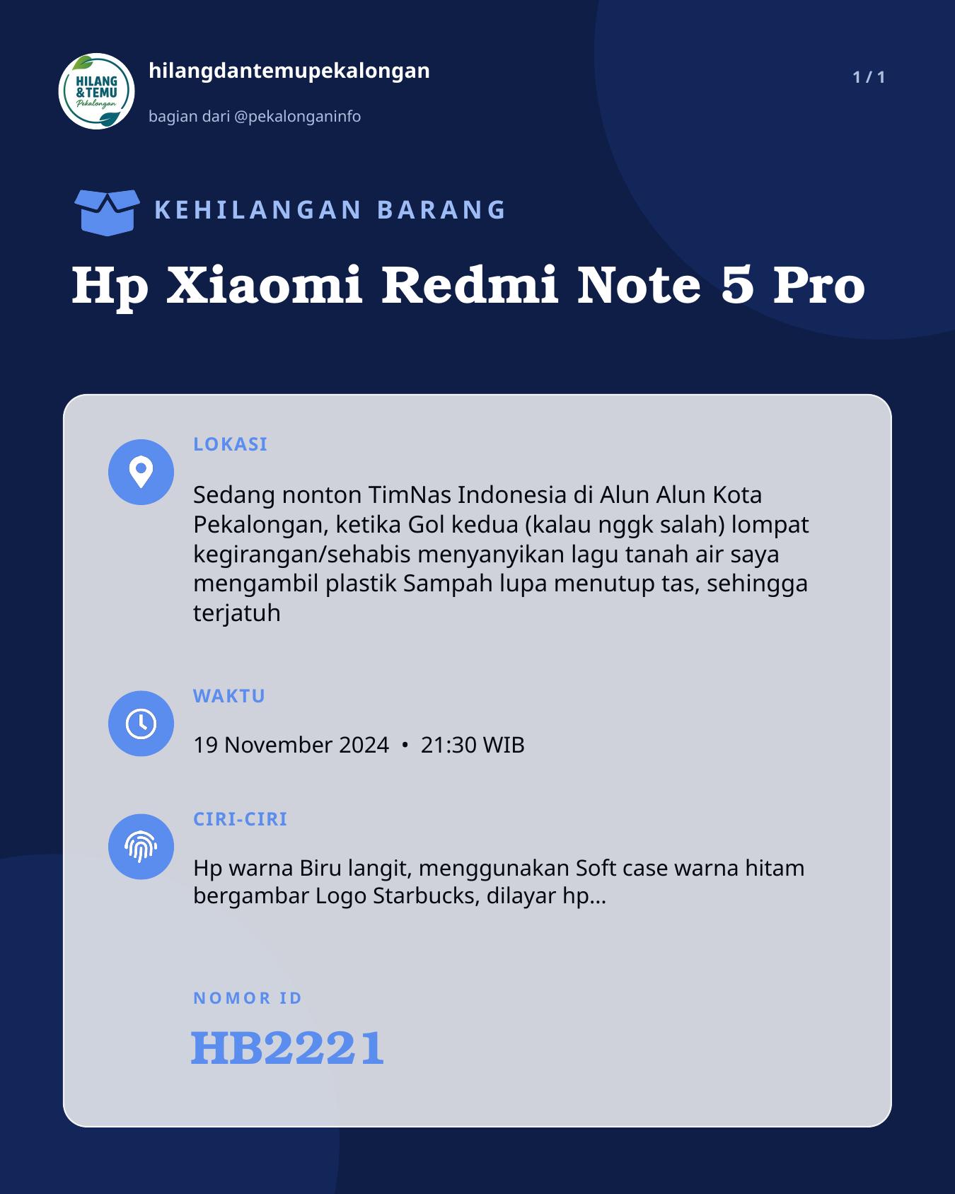 Slide laporan Hp Xiaomi Redmi Note 5 Pro (HB2221)
