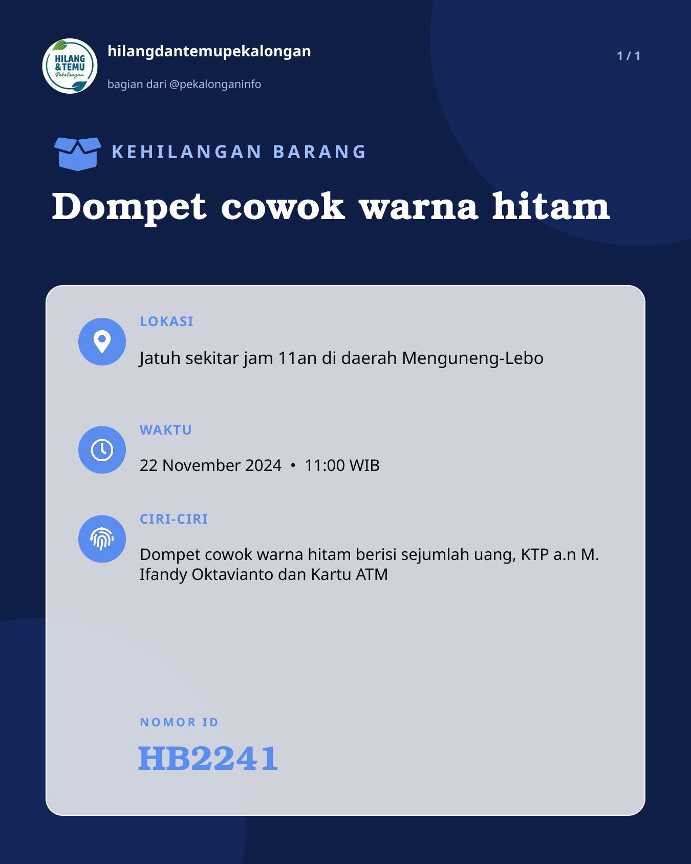 Slide laporan Dompet cowok warna hitam (HB2241)