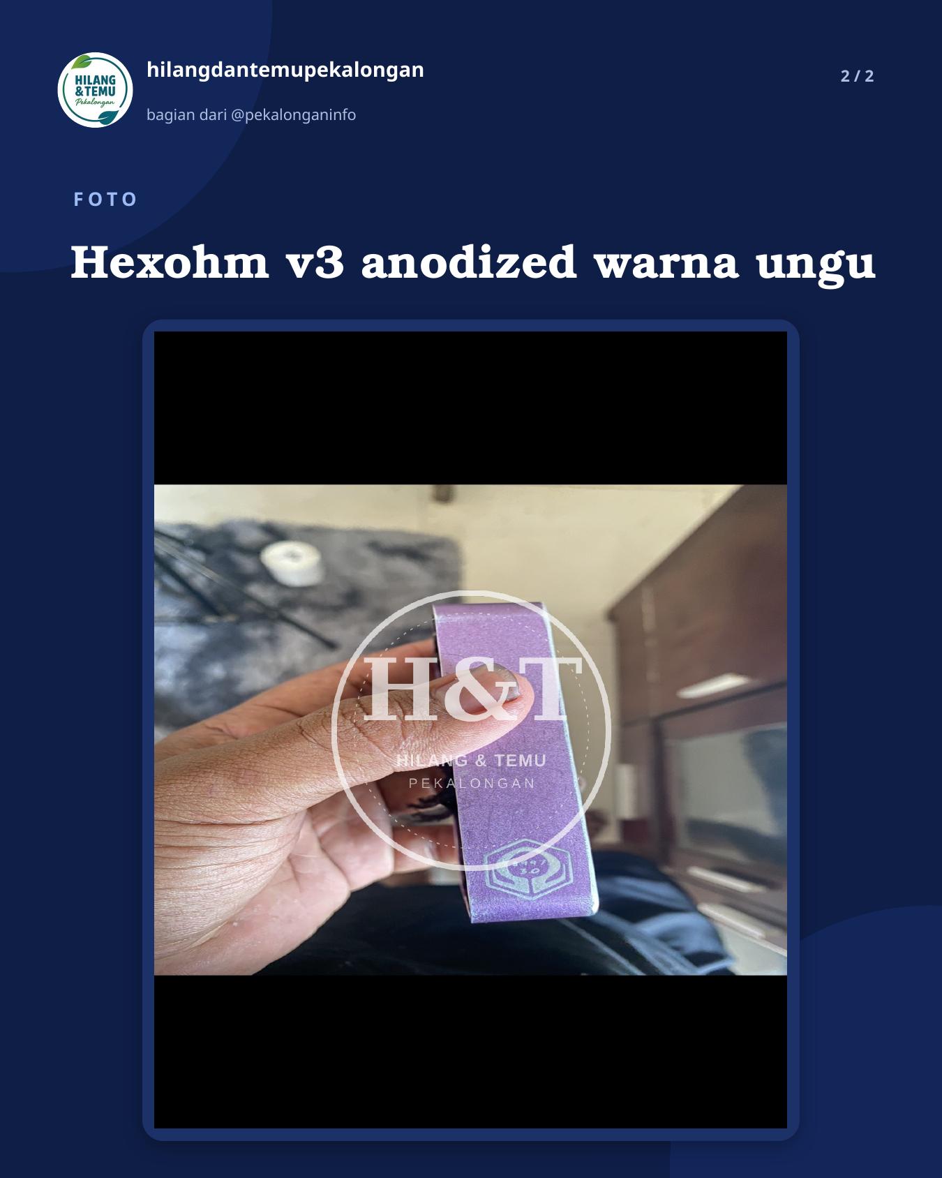 Slide 2 laporan Hexohm v3 anodized warna ungu