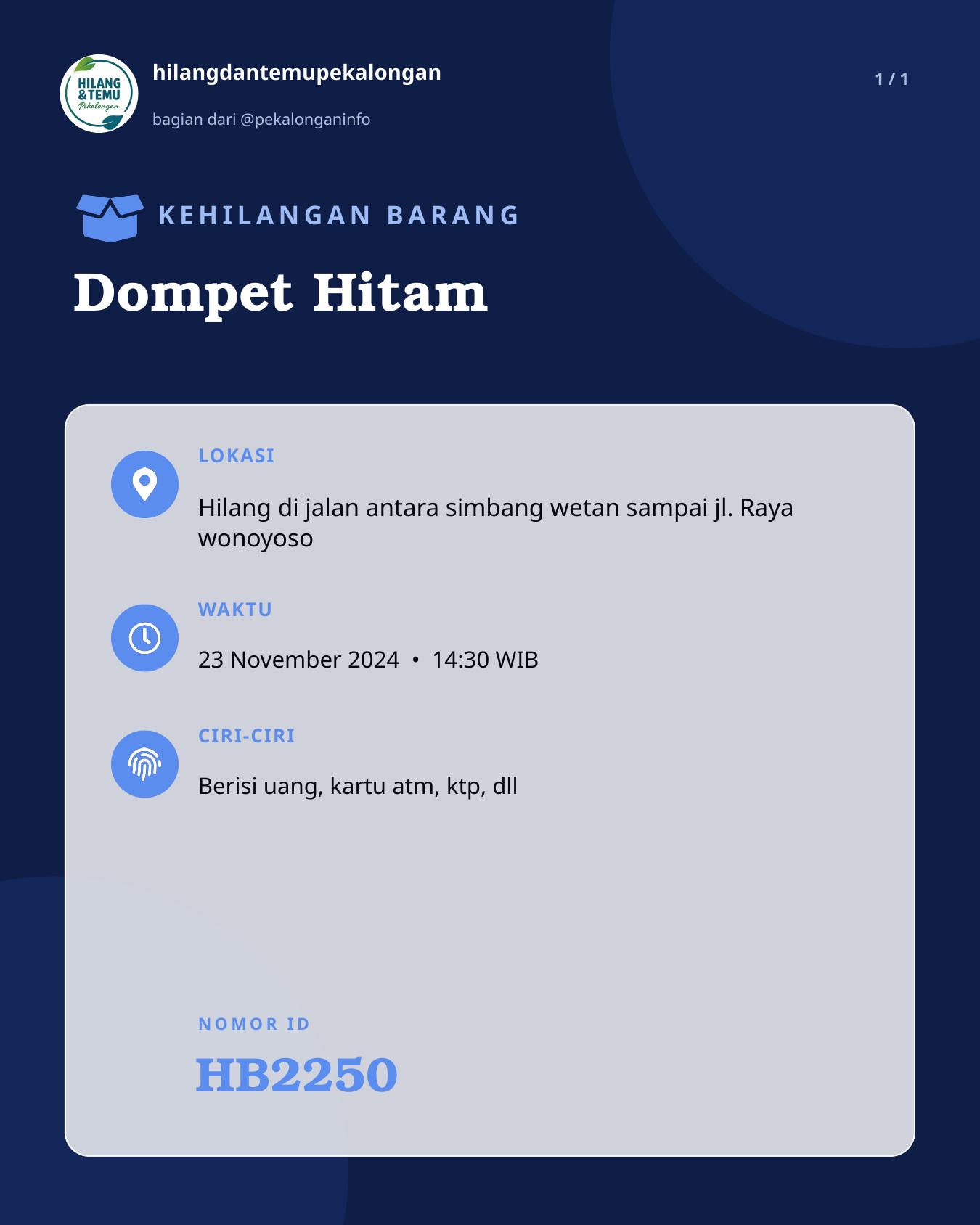 Slide laporan Dompet Hitam (HB2250)