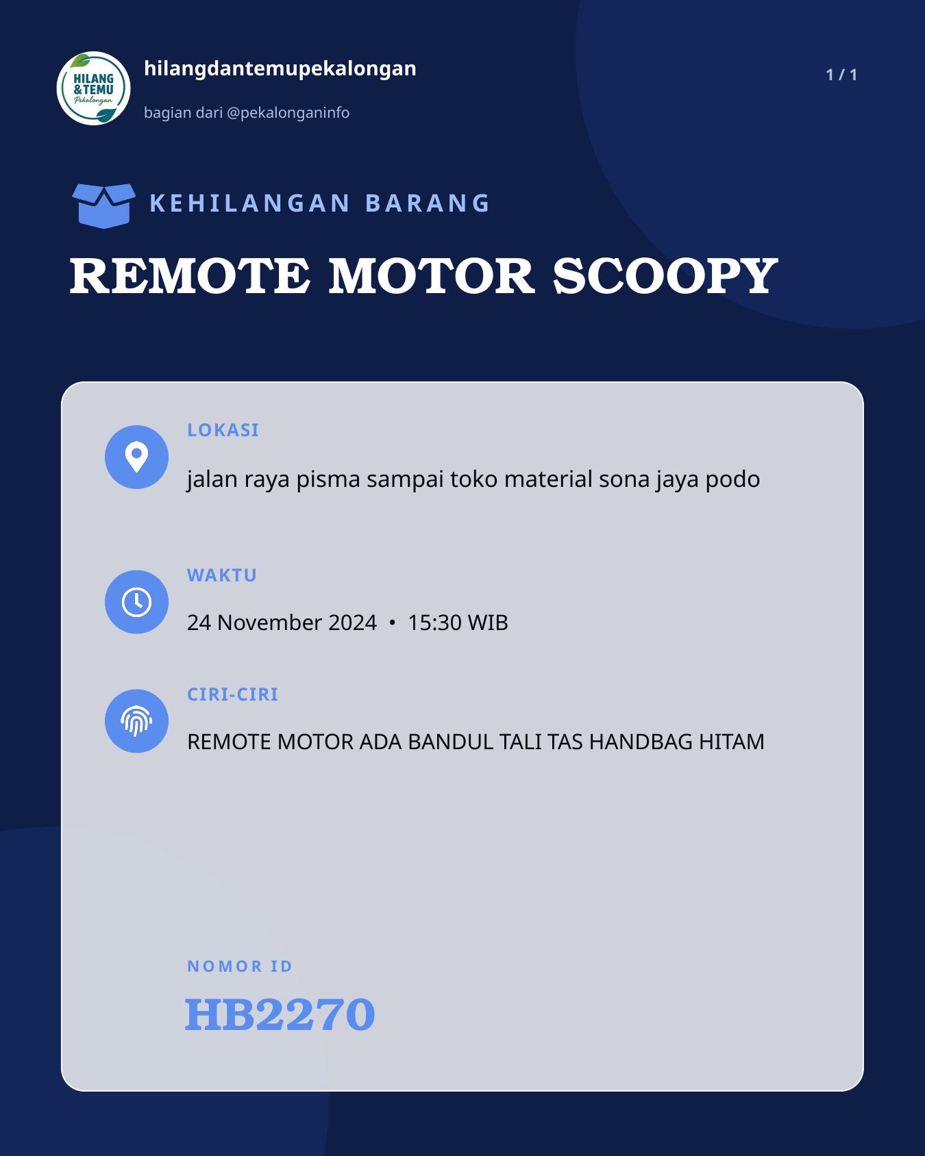 Slide laporan REMOTE MOTOR SCOOPY (HB2270)