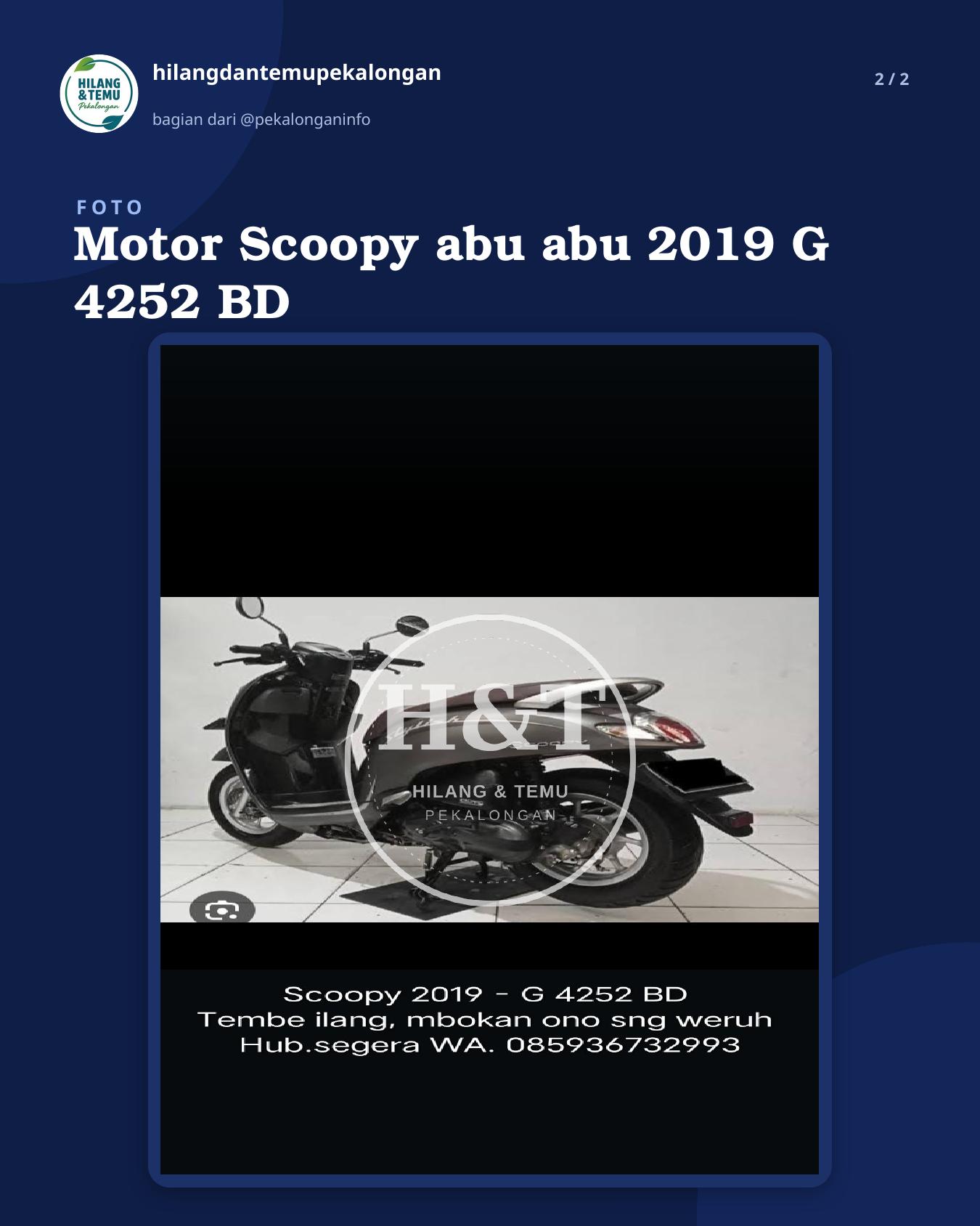 Slide 2 laporan Motor Scoopy abu abu 2019 G 4252 BD