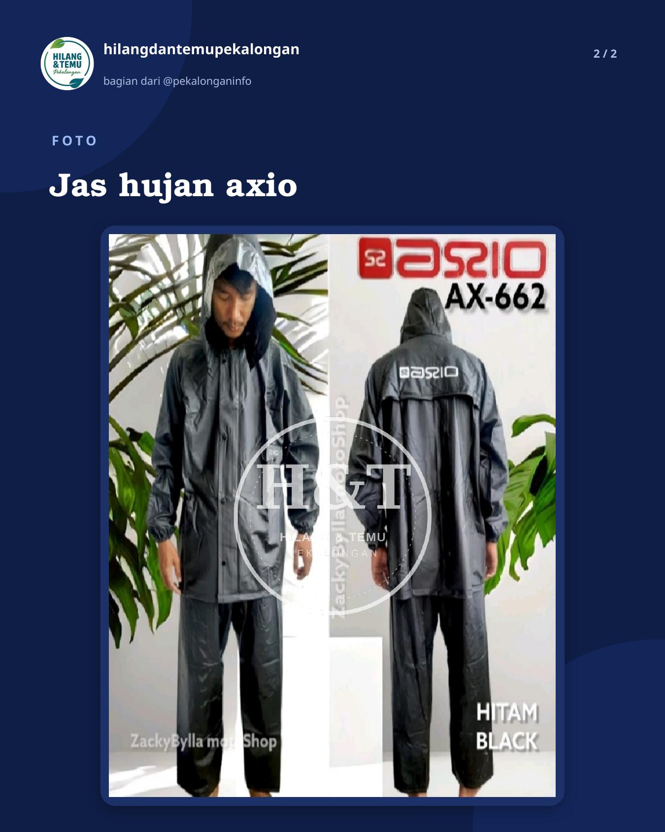 Slide 2 laporan Jas hujan axio