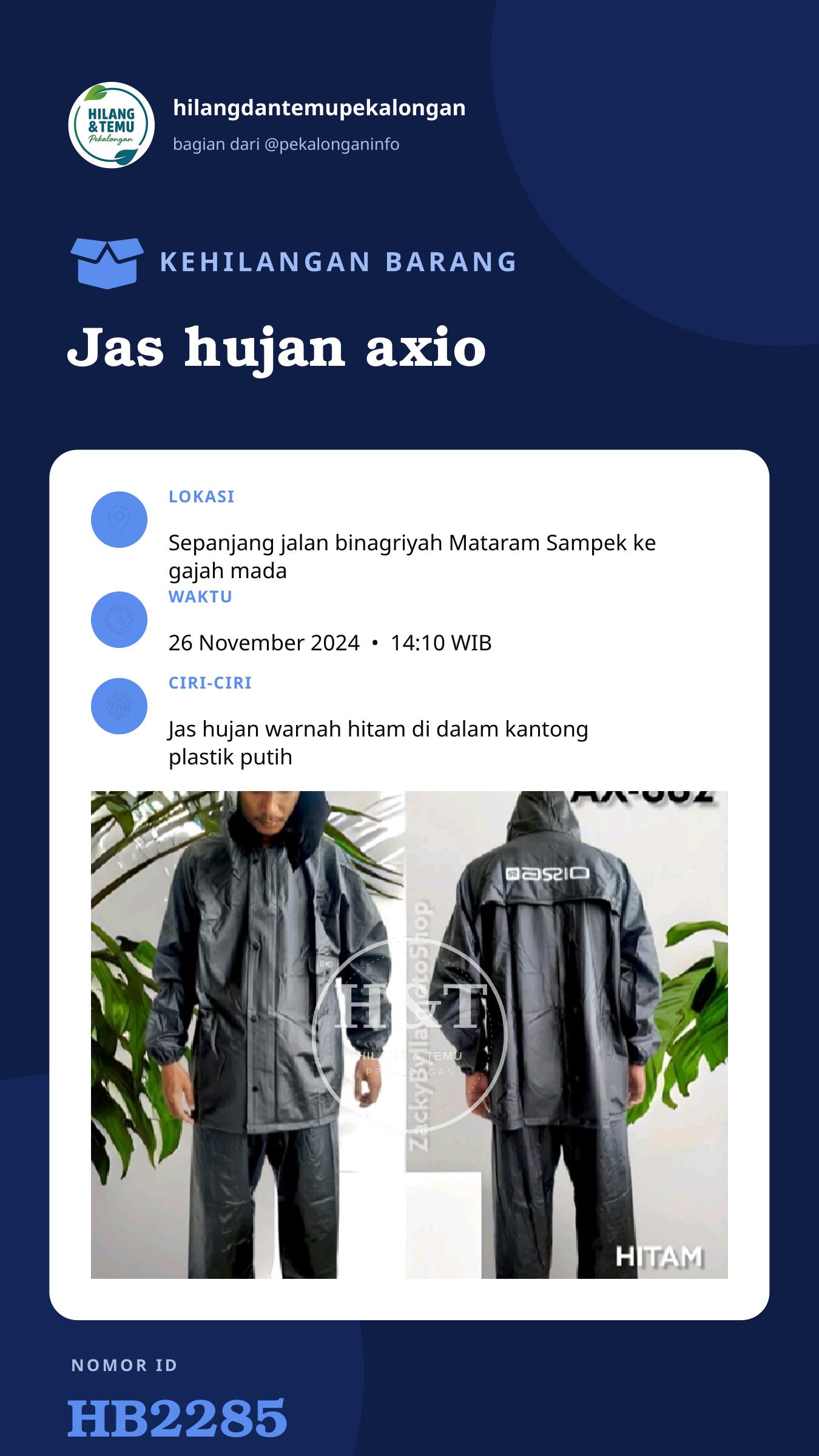 Story 9:16 laporan Jas hujan axio