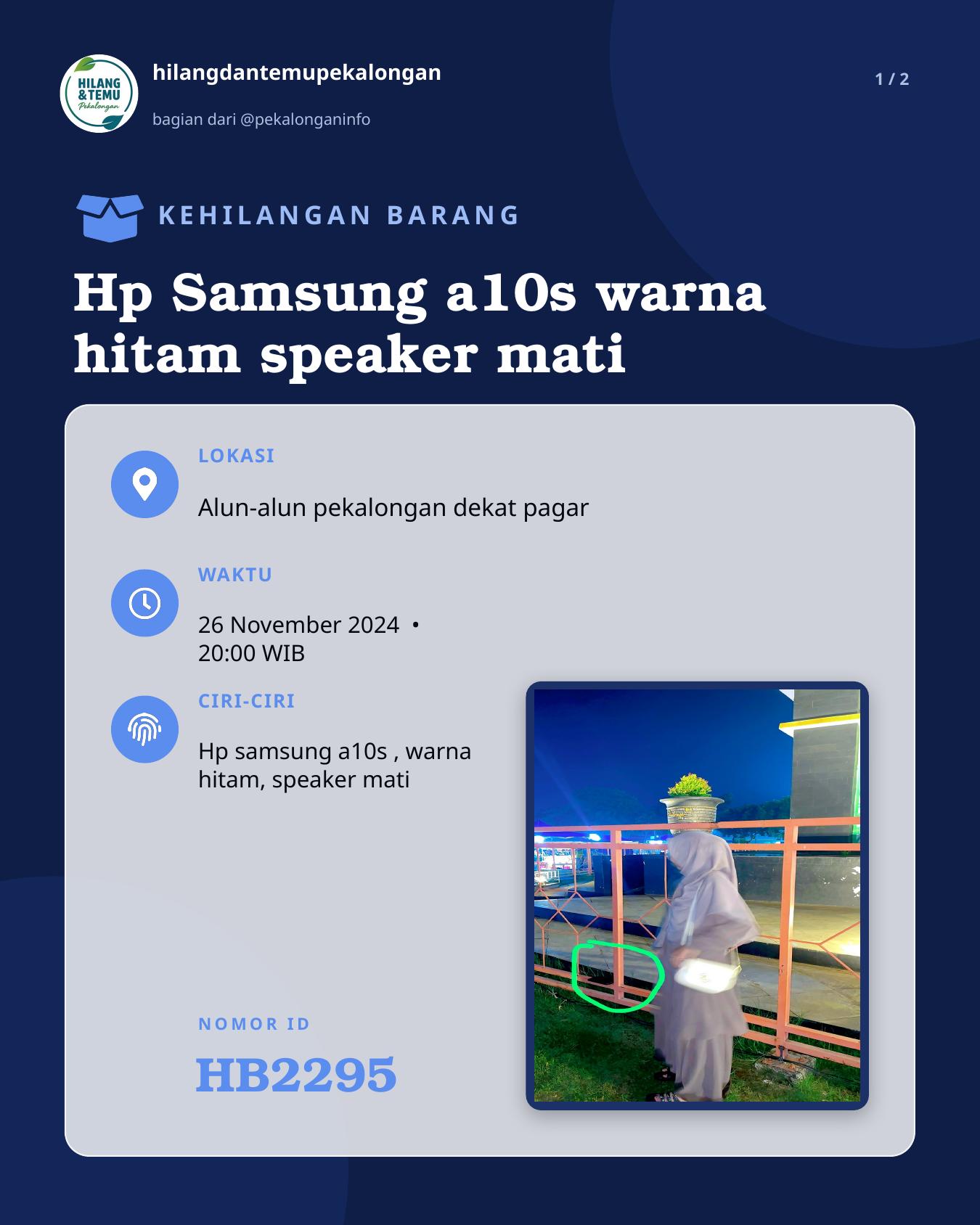 Slide 1 laporan Hp Samsung a10s warna hitam speaker mati