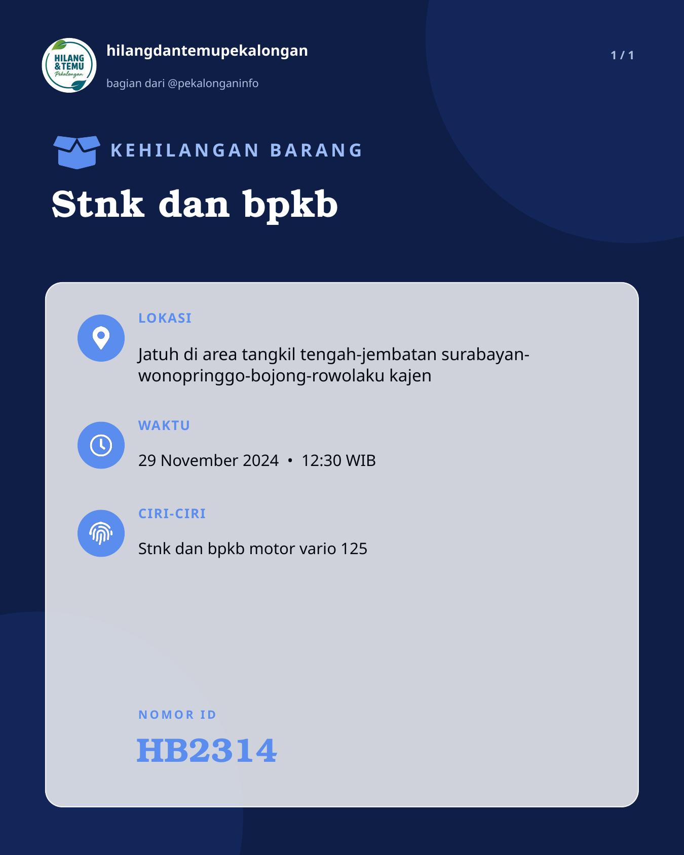 Slide laporan Stnk dan bpkb (HB2314)