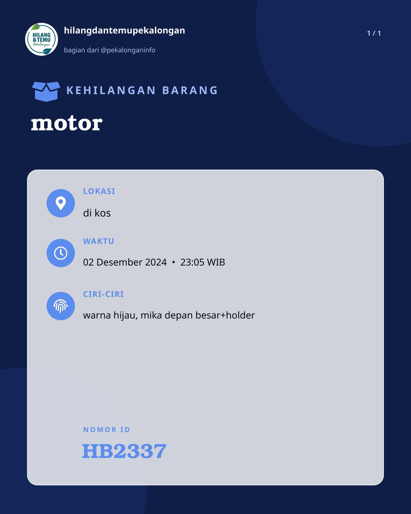 Slide laporan motor (HB2337)