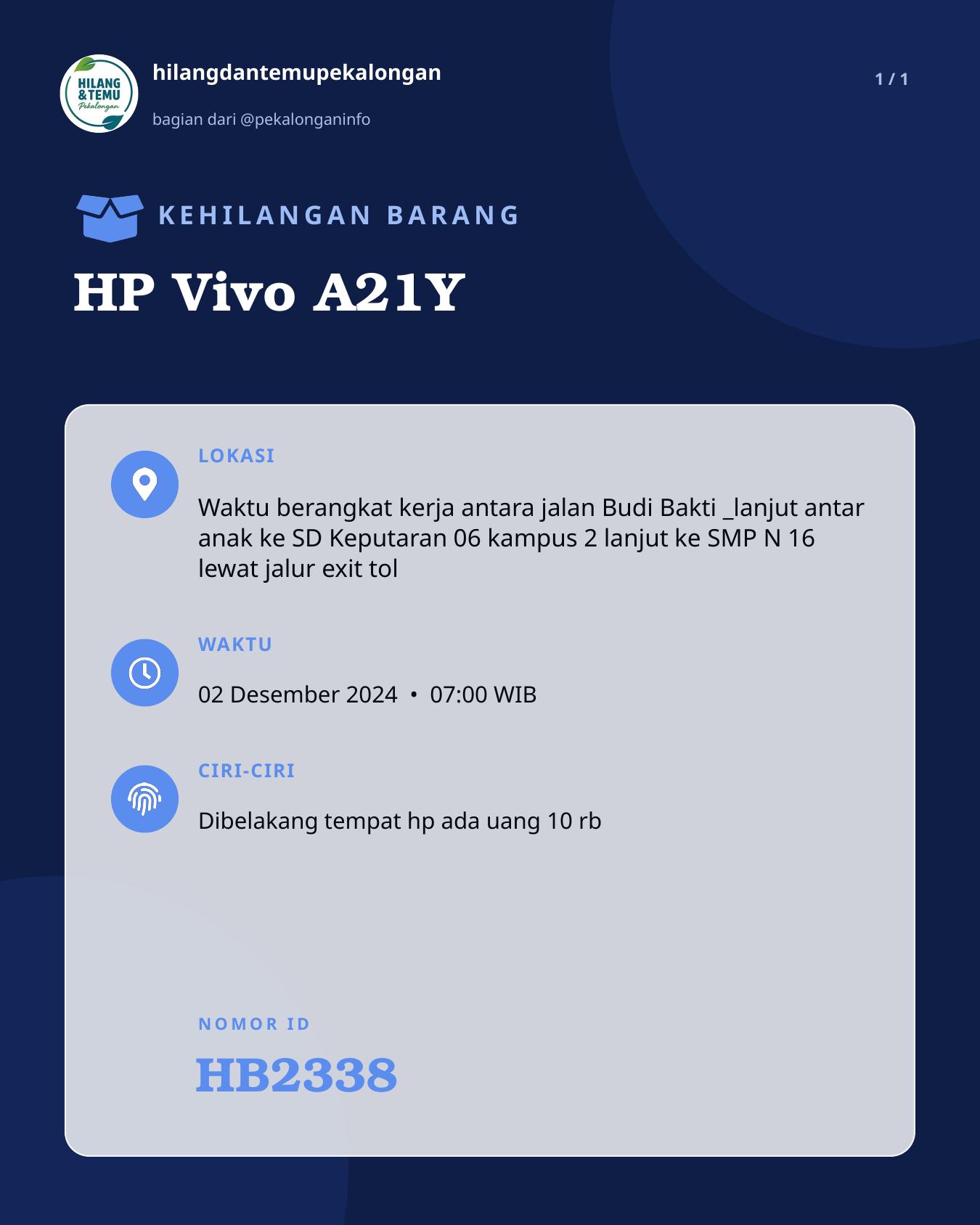 Slide laporan HP Vivo A21Y (HB2338)