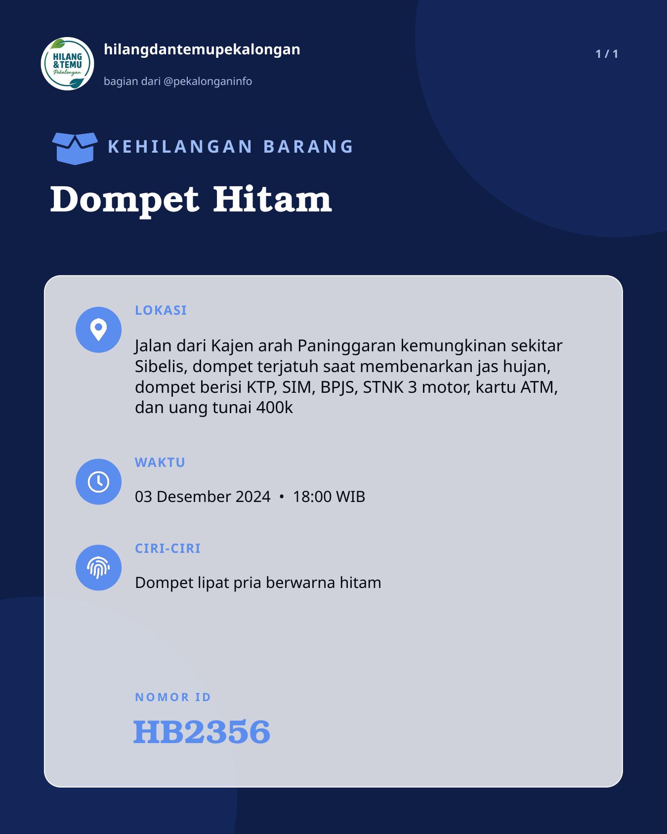 Slide laporan Dompet Hitam (HB2356)