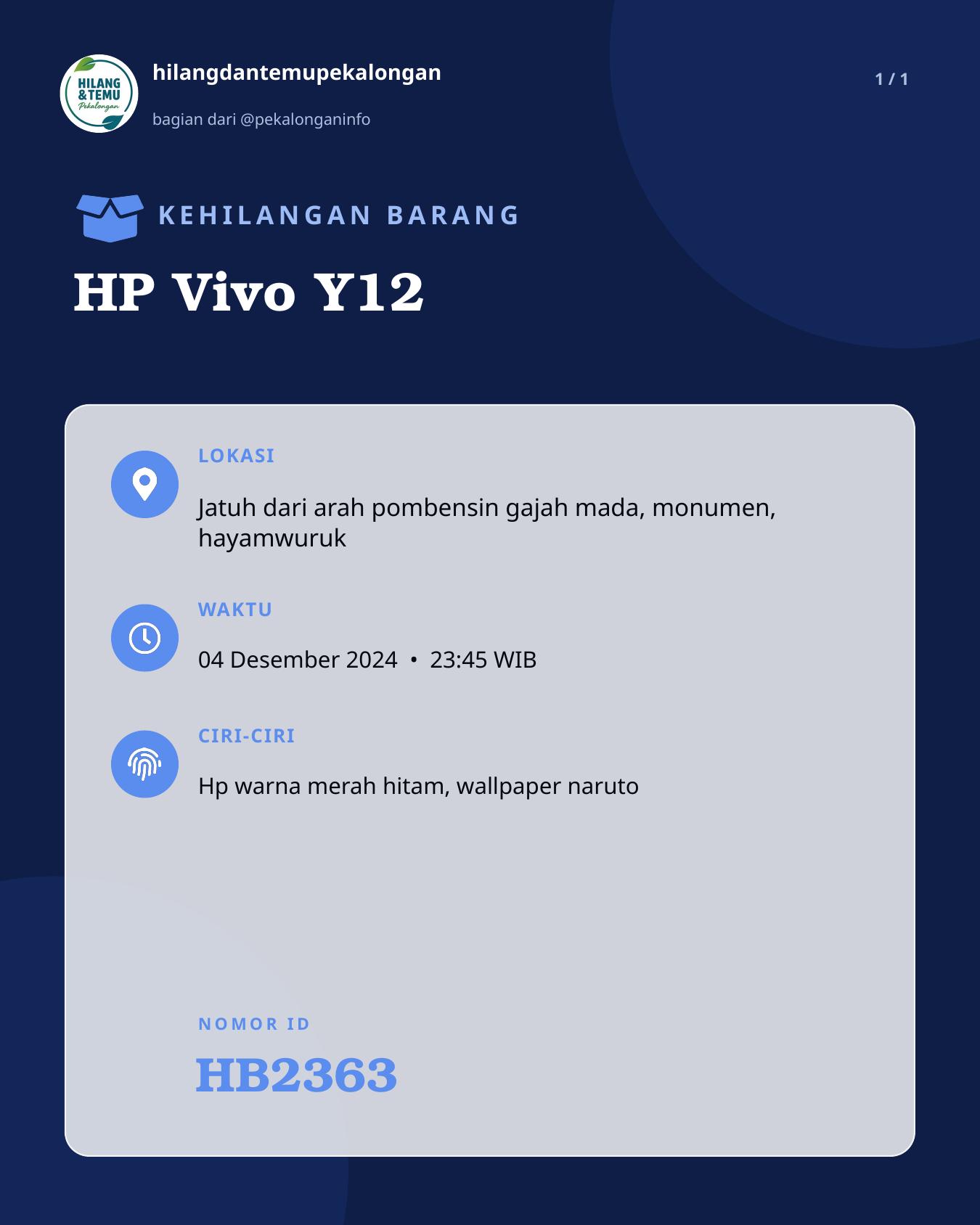 Slide laporan HP Vivo Y12 (HB2363)