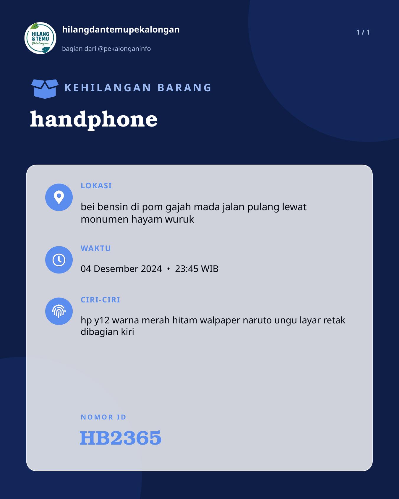 Slide laporan handphone (HB2365)