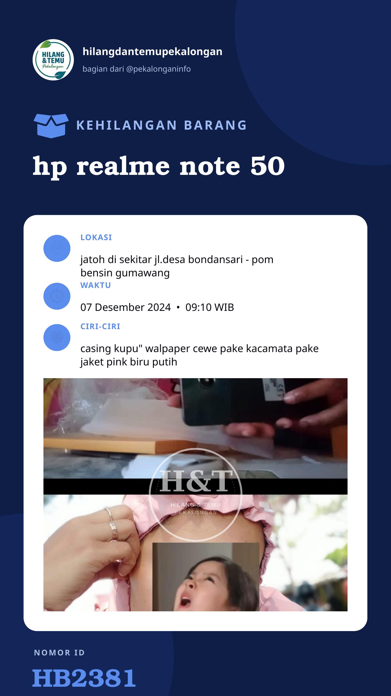 Story 9:16 laporan hp realme note 50
