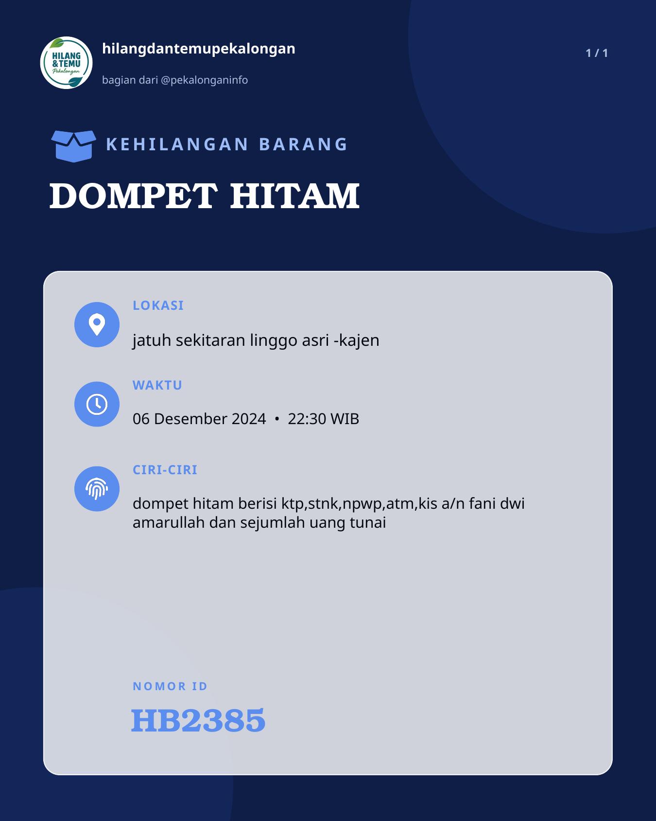 Slide laporan DOMPET HITAM (HB2385)