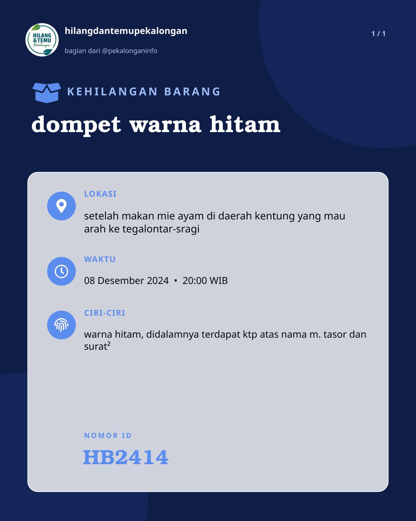 Slide laporan dompet warna hitam (HB2414)