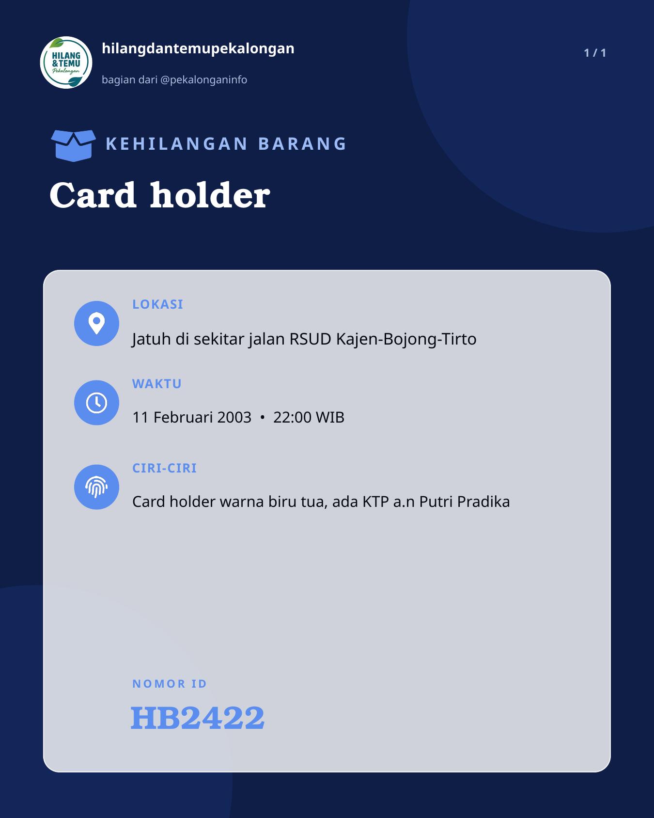 Slide laporan Card holder (HB2422)