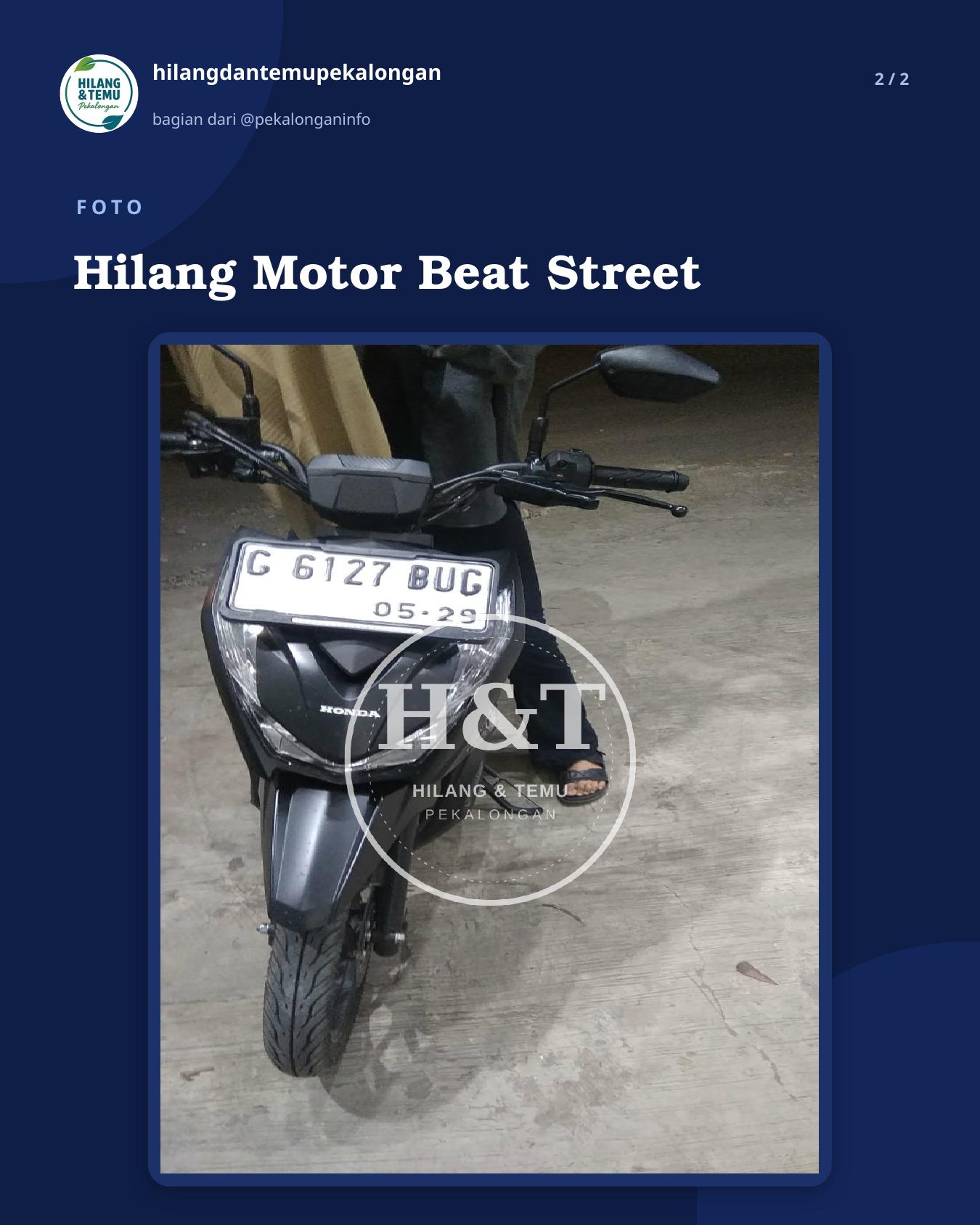 Slide 2 laporan Hilang Motor Beat Street