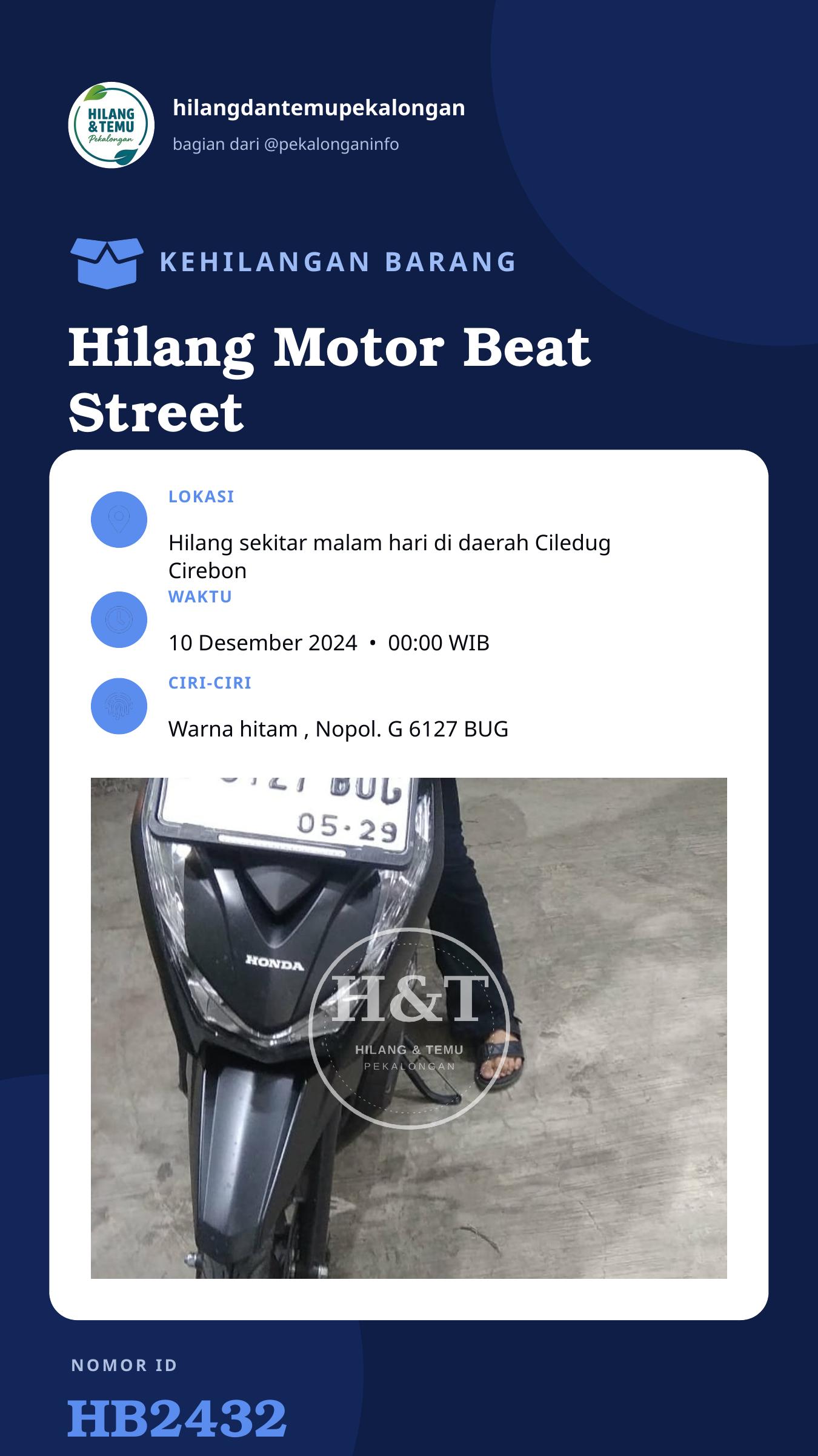 Story 9:16 laporan Hilang Motor Beat Street