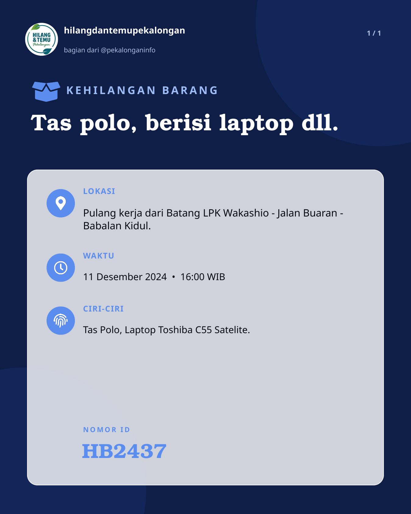 Slide laporan Tas polo, berisi laptop dll. (HB2437)