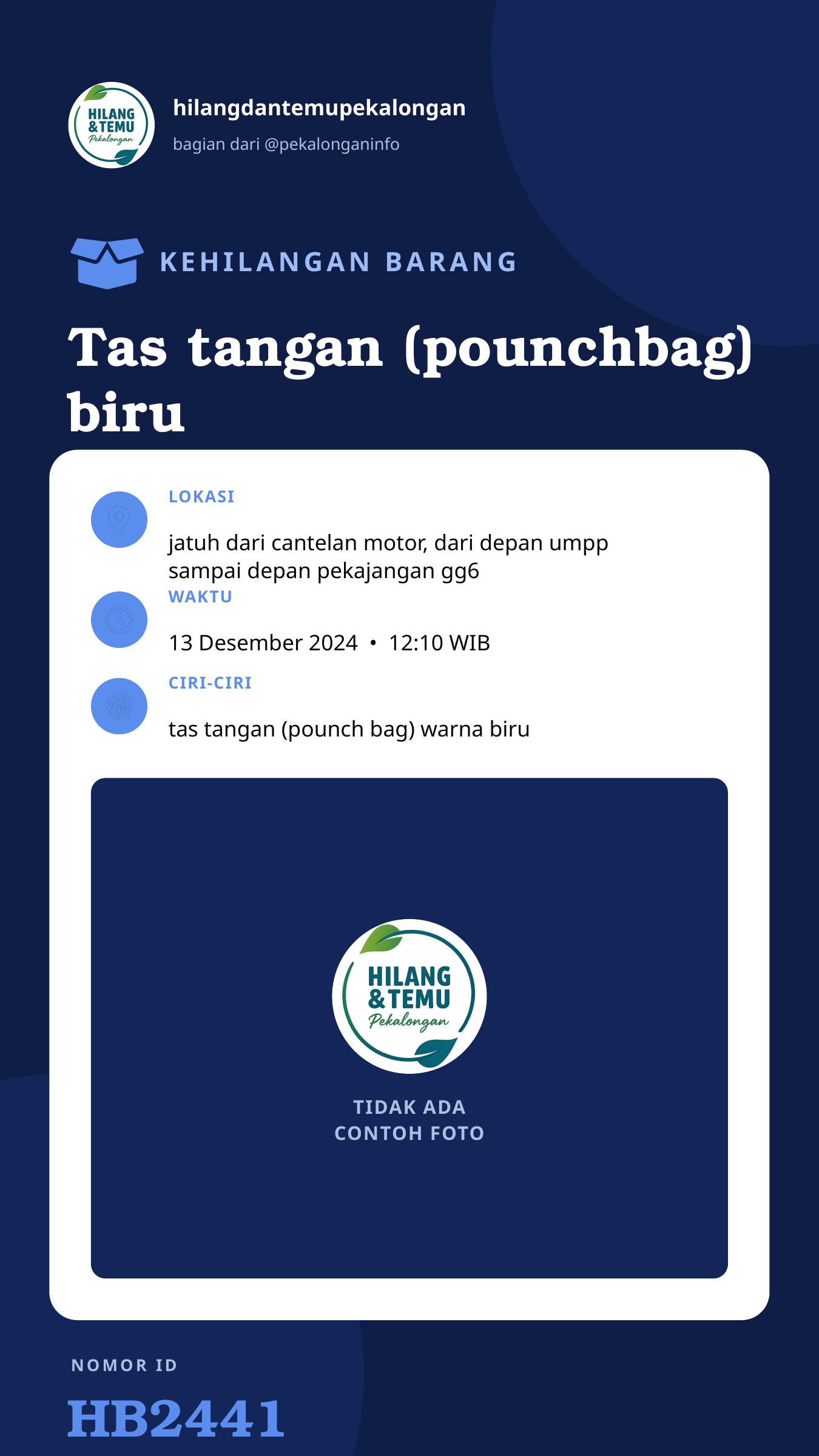 Story 9:16 laporan Tas tangan (pounchbag) biru
