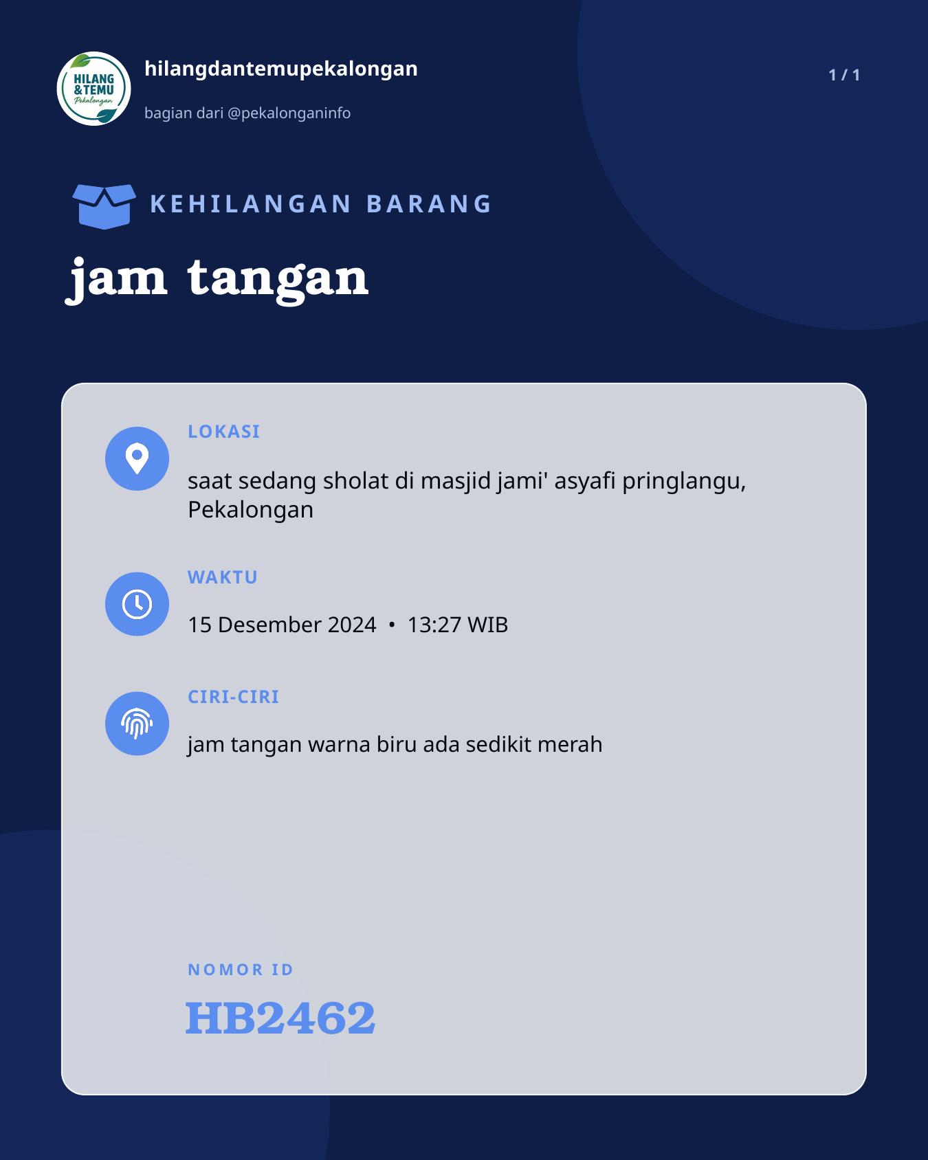 Slide laporan jam tangan (HB2462)