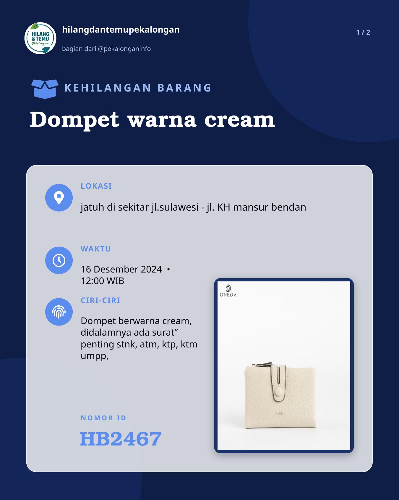 Slide 1 laporan Dompet warna cream