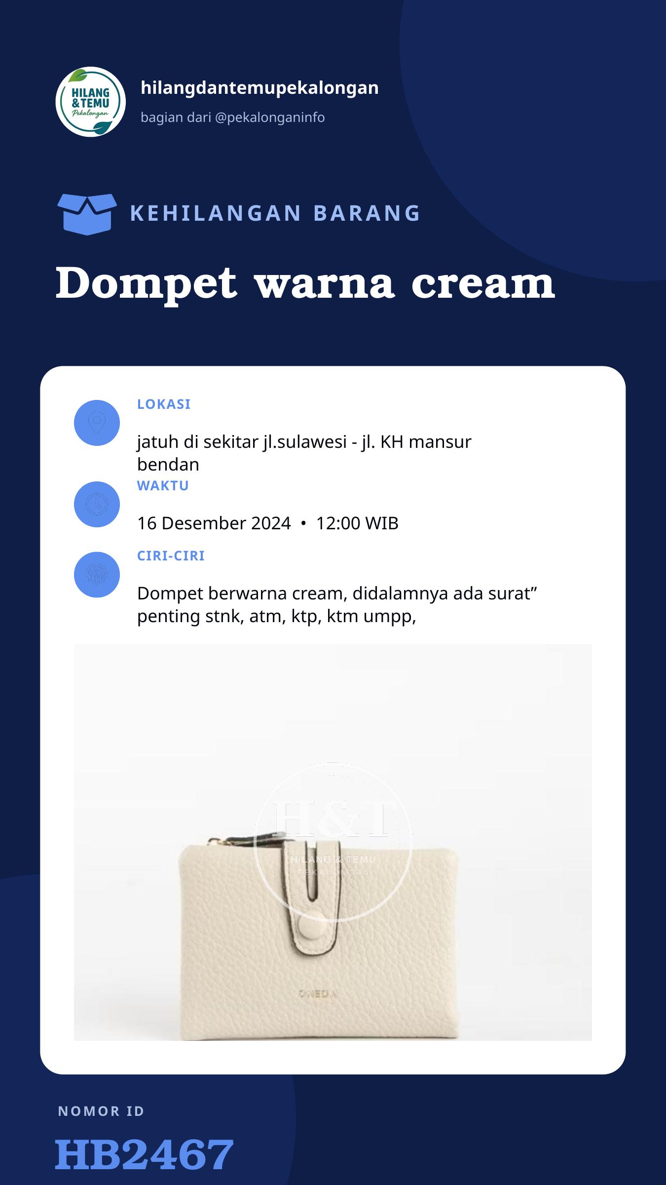Story 9:16 laporan Dompet warna cream