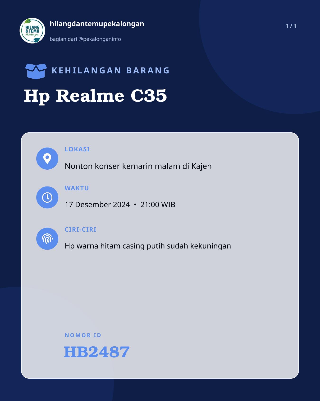 Slide laporan Hp Realme C35 (HB2487)