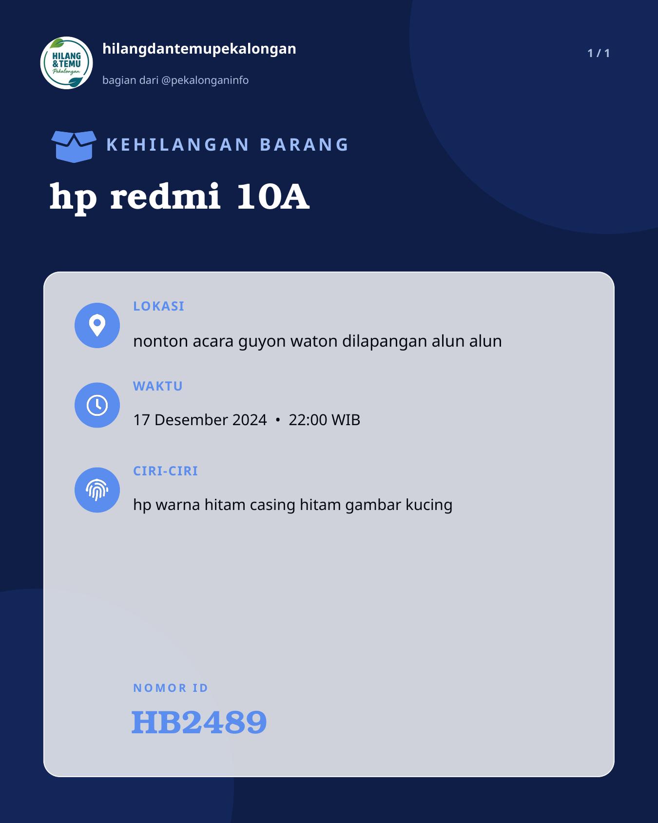 Slide laporan hp redmi 10A (HB2489)