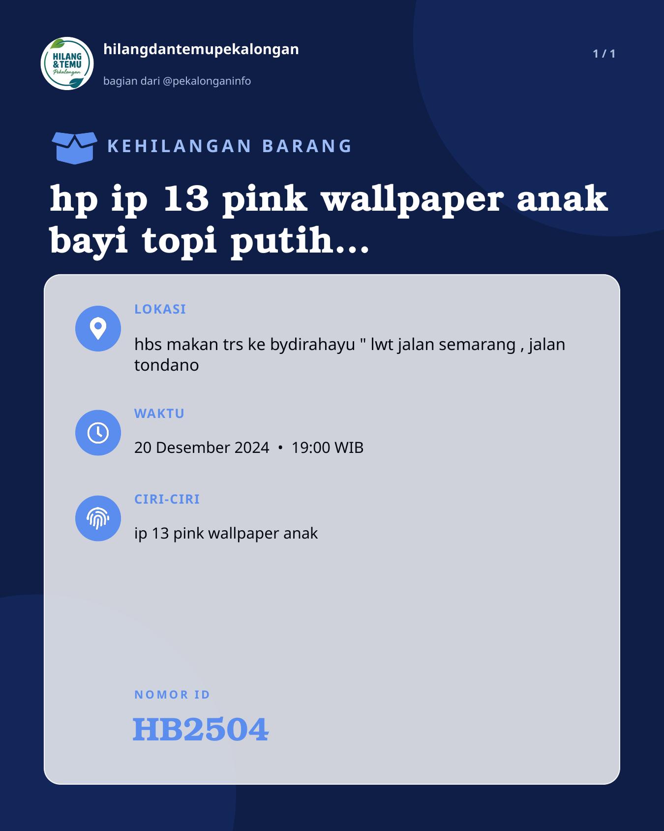 Slide laporan hp ip 13 pink wallpaper anak bayi topi putih biru (HB2504)