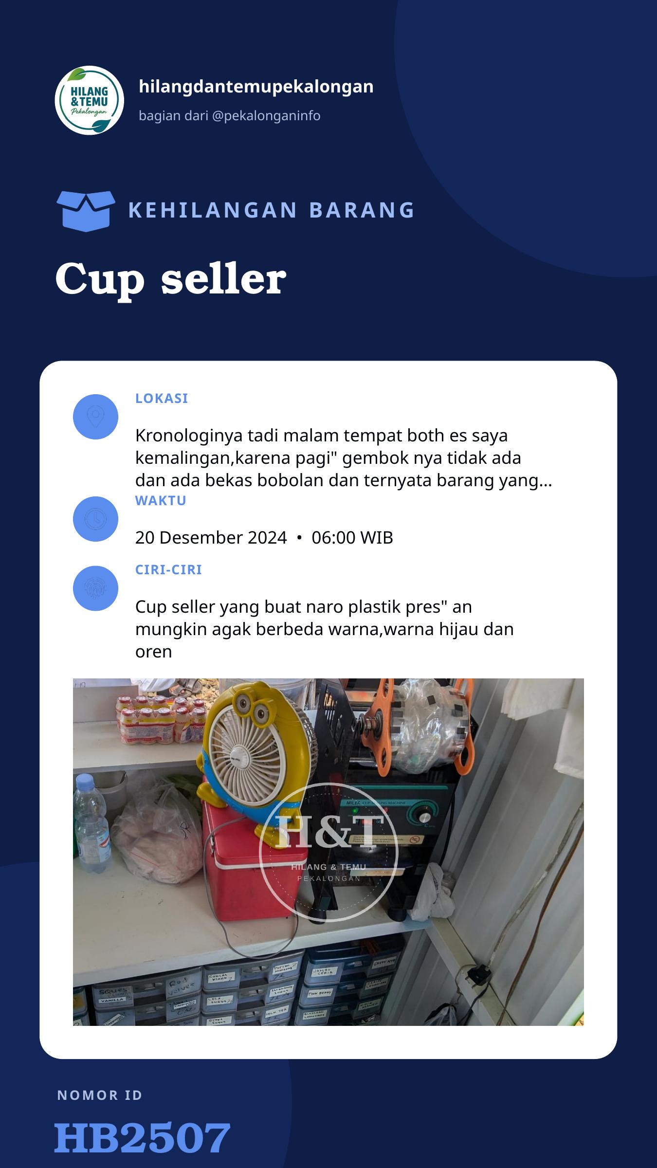 Story 9:16 laporan Cup seller