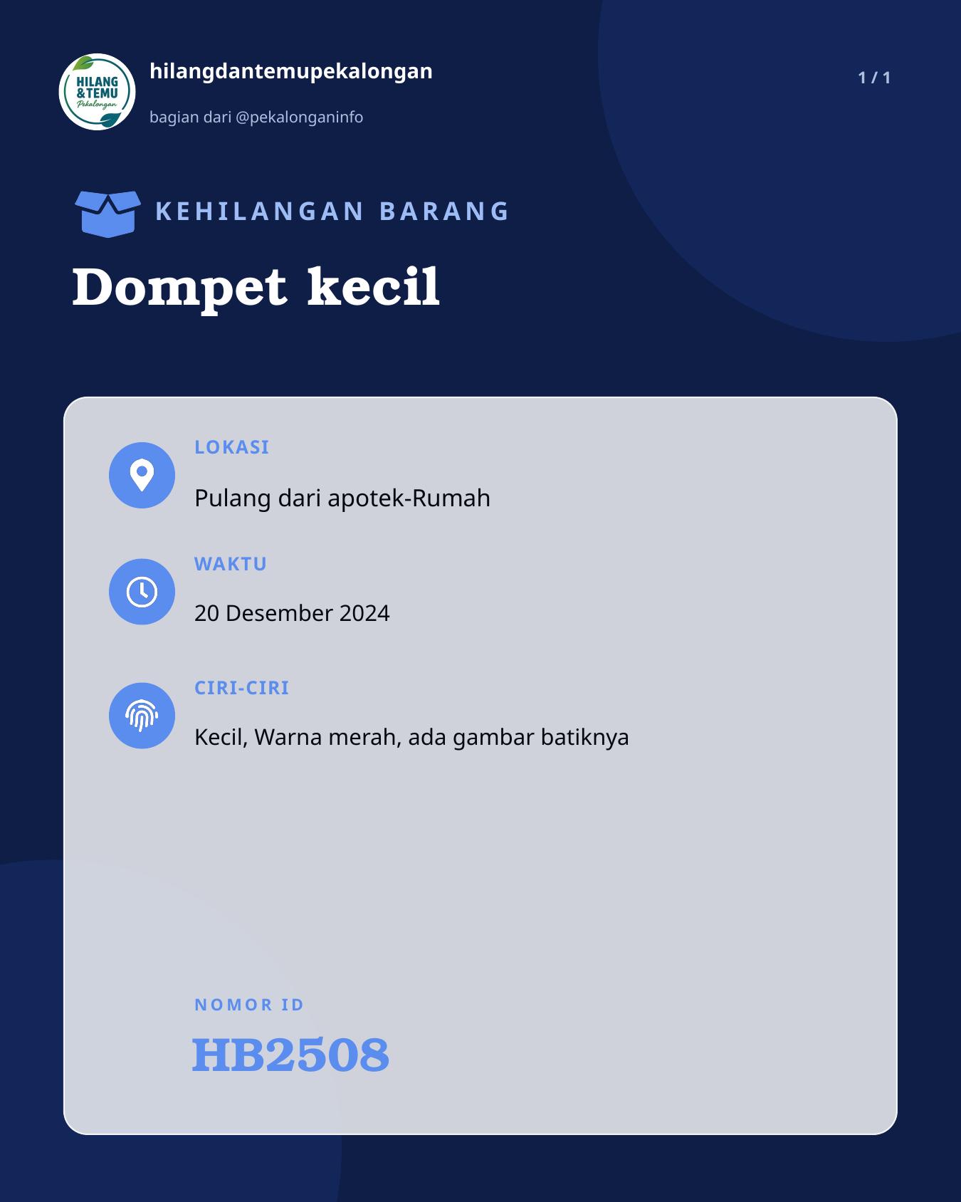 Slide laporan Dompet kecil (HB2508)