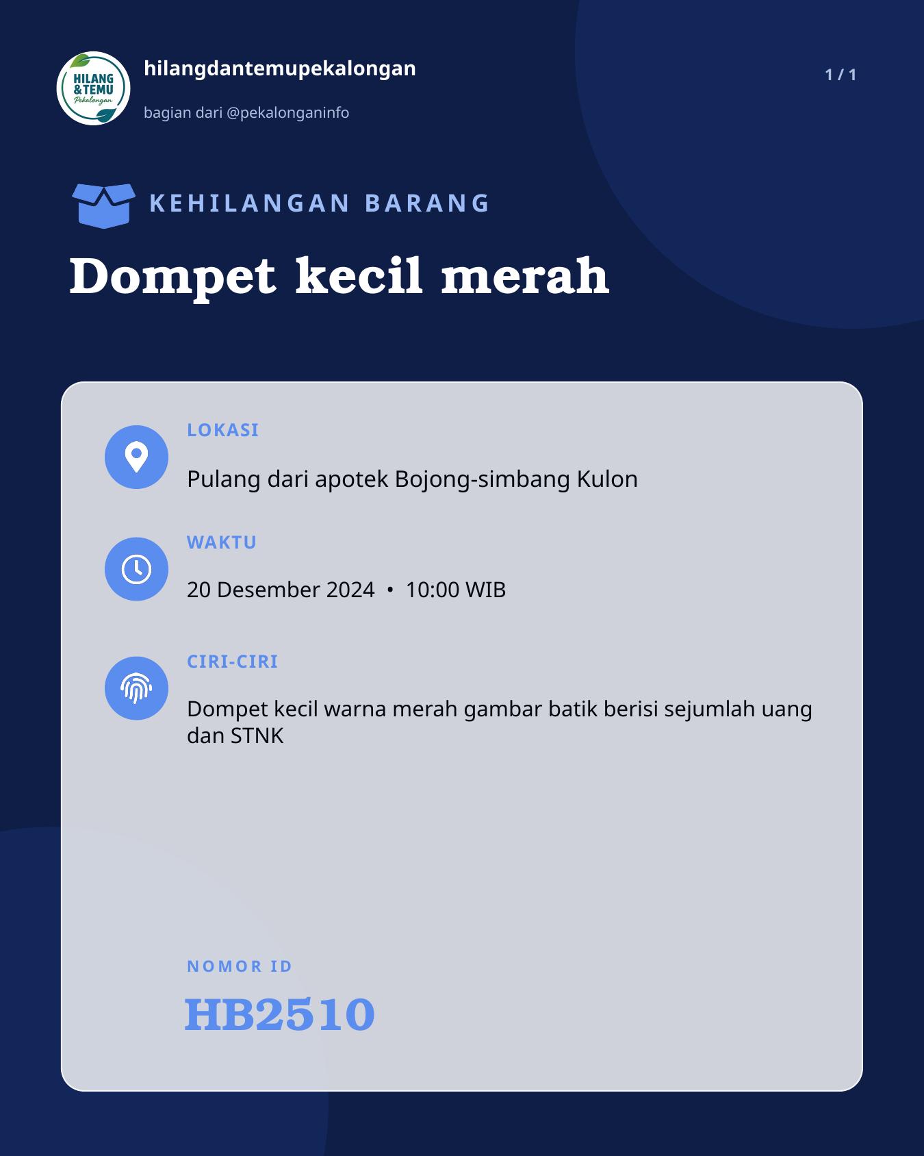 Slide laporan Dompet kecil merah (HB2510)