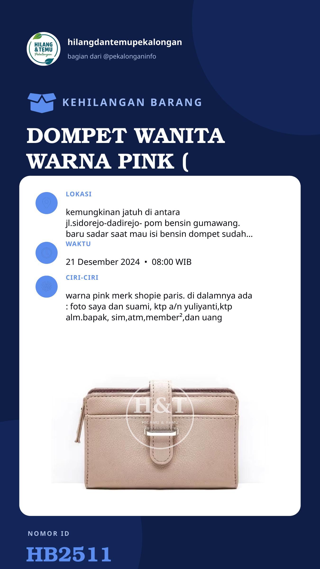 Story 9:16 laporan DOMPET WANITA WARNA PINK ( SHOPIE PARIS)