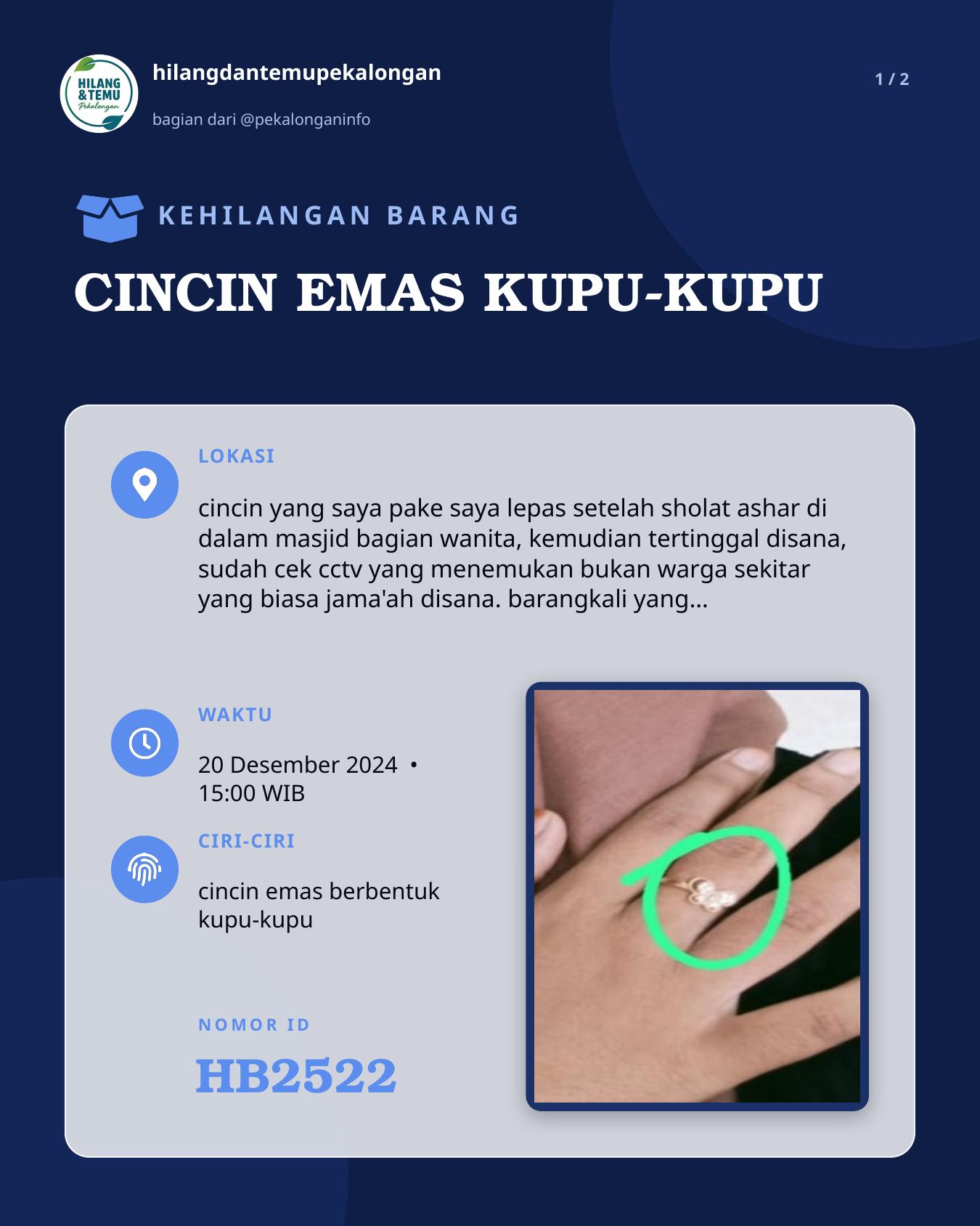 Slide 1 laporan CINCIN EMAS KUPU-KUPU