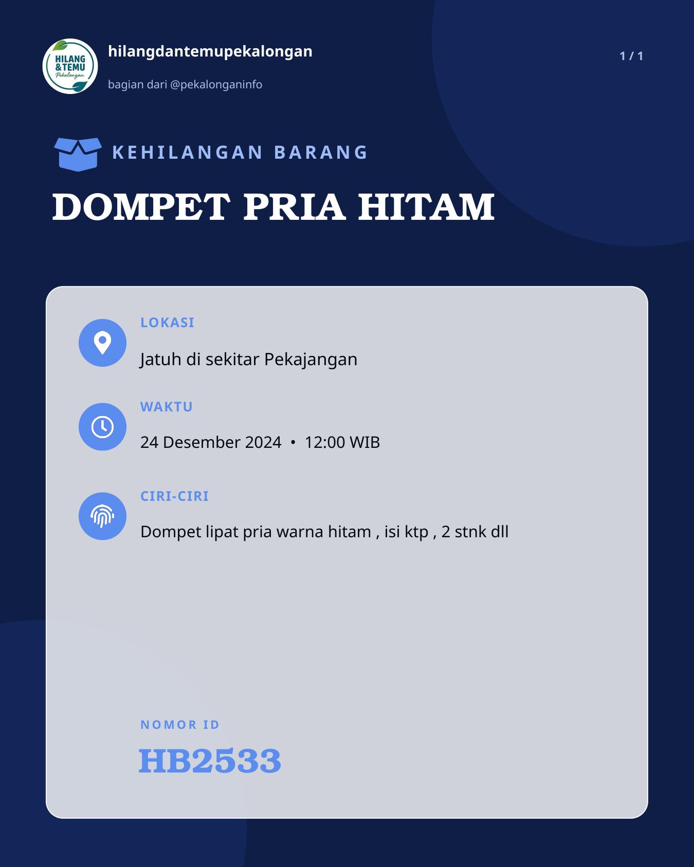 Slide laporan DOMPET PRIA HITAM (HB2533)